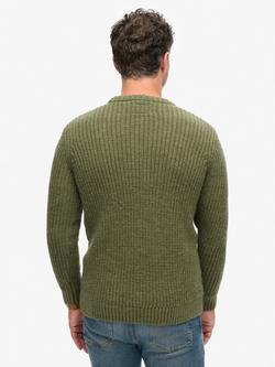 Superdry Jacob Cable Knit Jumper, Moss Green - view 2, Moss Green