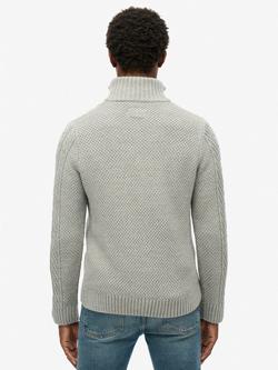 Superdry Half Zip Cable Knit Jumper - view 2, Mid Grey