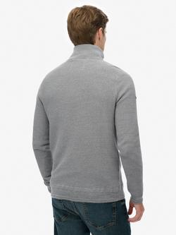 Superdry Cotton Texture Half Zip Jumper - view 2, Light Grey