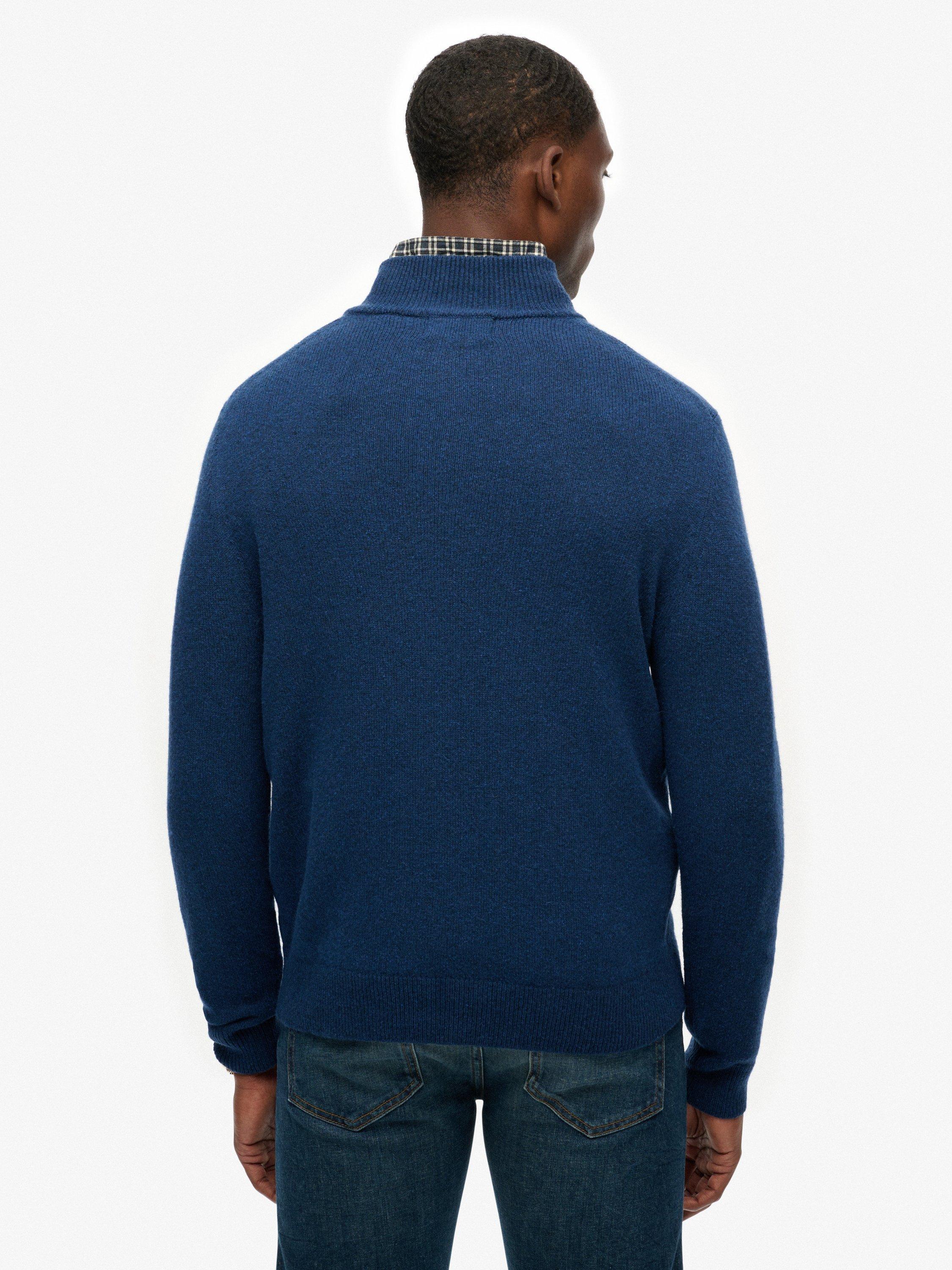 Product image 2 of 5, which shows Superdry Wool Blend Half-Zip Jumper, Dusk Navy Marl, XL