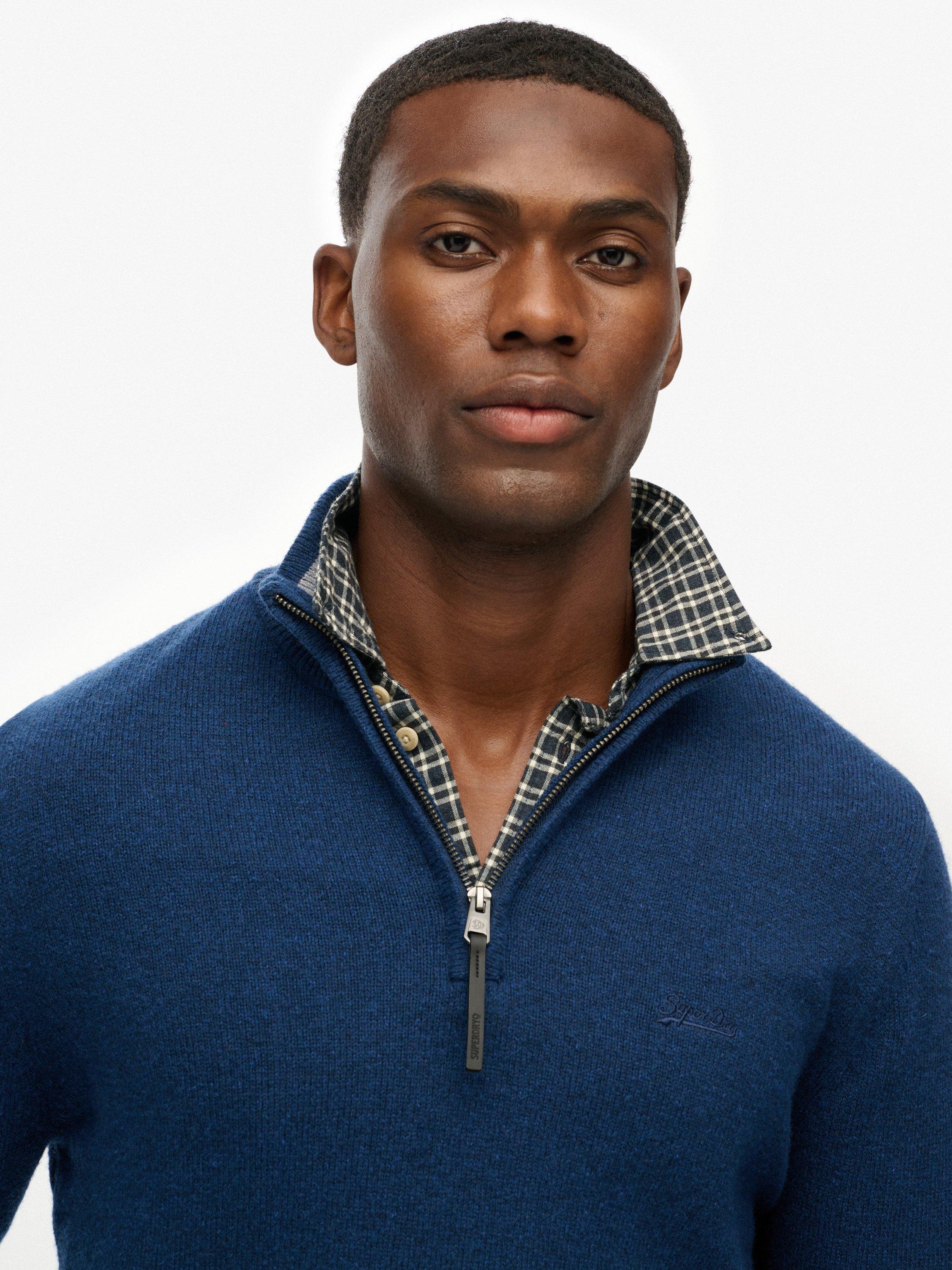 Product image 4 of 5, which shows Superdry Wool Blend Half-Zip Jumper, Dusk Navy Marl, XL