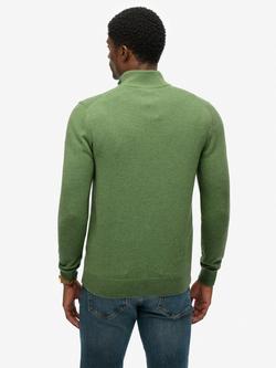 Superdry Half Zip Wool Cotton Blend Jumper - view 2, Artichoke Green Marl