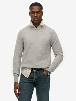 Superdry Wool Blend Crew Neck Jumper, Light Grey Marl