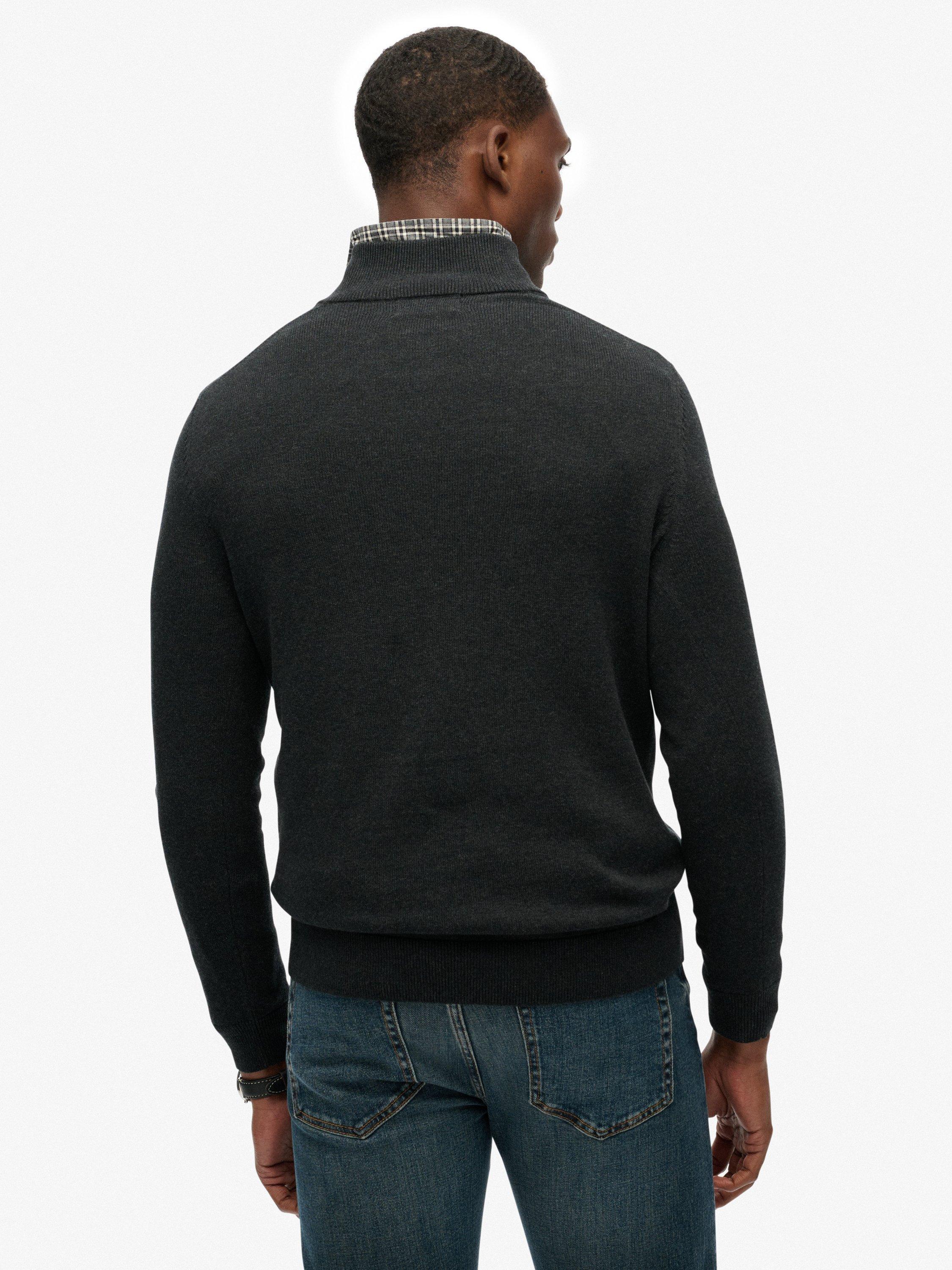 Product image 2 of 5, which shows Superdry Essentials Cotton Half Zip Jumper, Charcoal Marl, XL