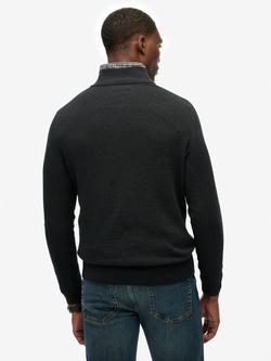 Superdry Essentials Cotton Half Zip Jumper - view 2, Charcoal Marl