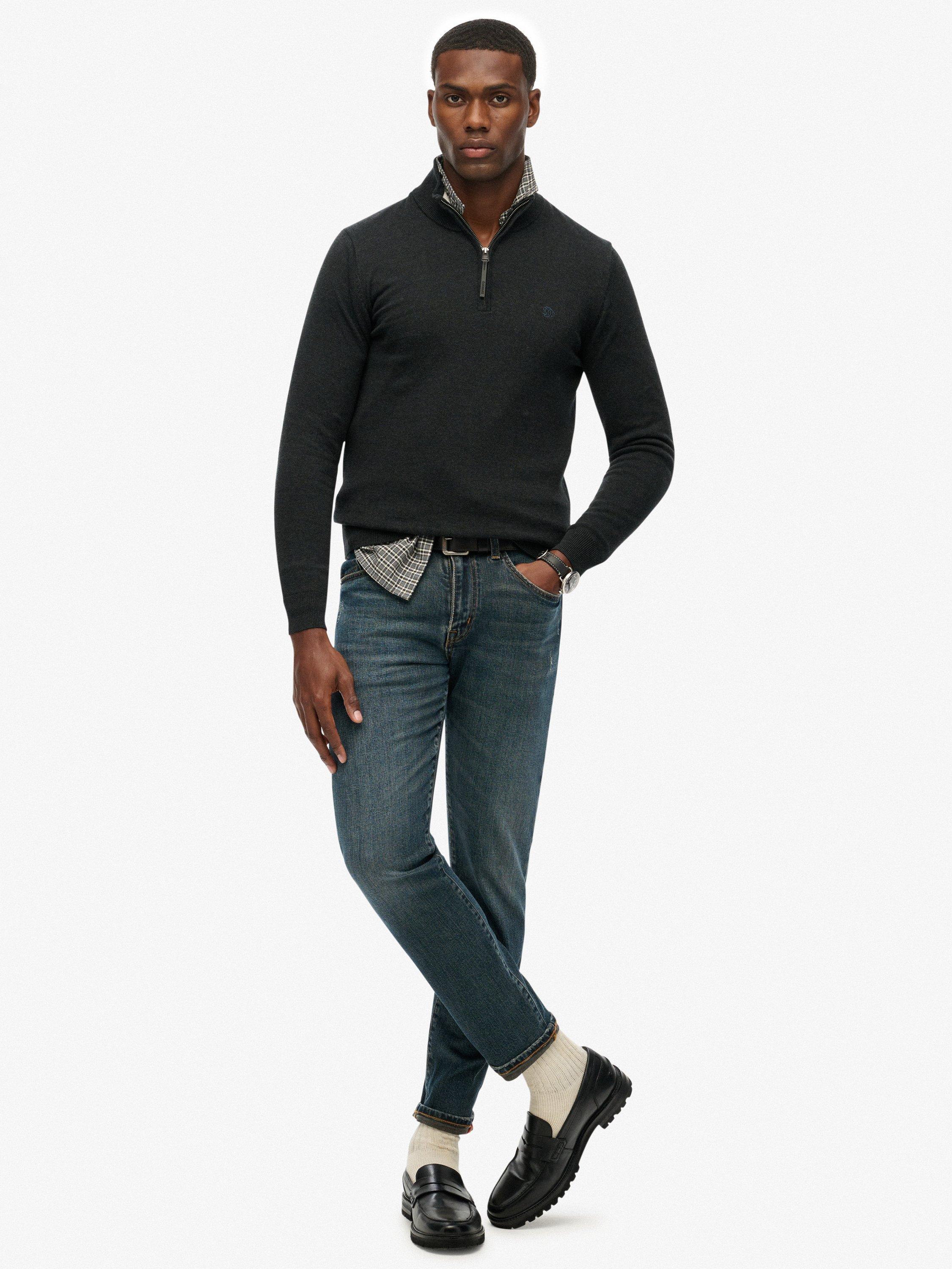 Product image 3 of 5, which shows Superdry Essentials Cotton Half Zip Jumper, Charcoal Marl, XL