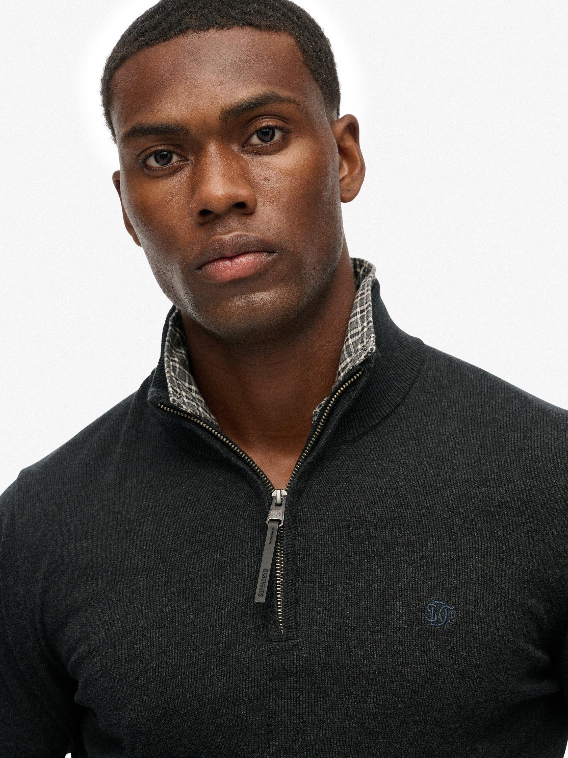 Product image 4 of 5, which shows Superdry Essentials Cotton Half Zip Jumper, Charcoal Marl, XL