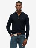 Superdry Essentials Cotton Half Zip Jumper, Eclipse Navy Marl