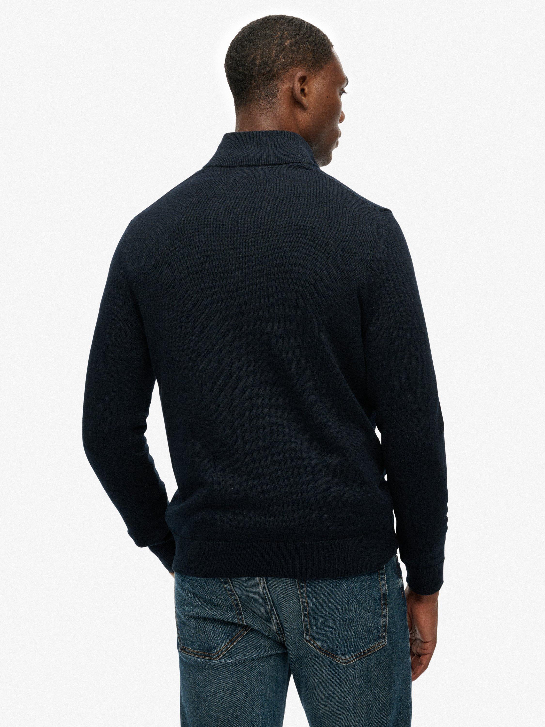 Product image 2 of 5, which shows Superdry Essentials Cotton Half Zip Jumper, Eclipse Navy Marl, S