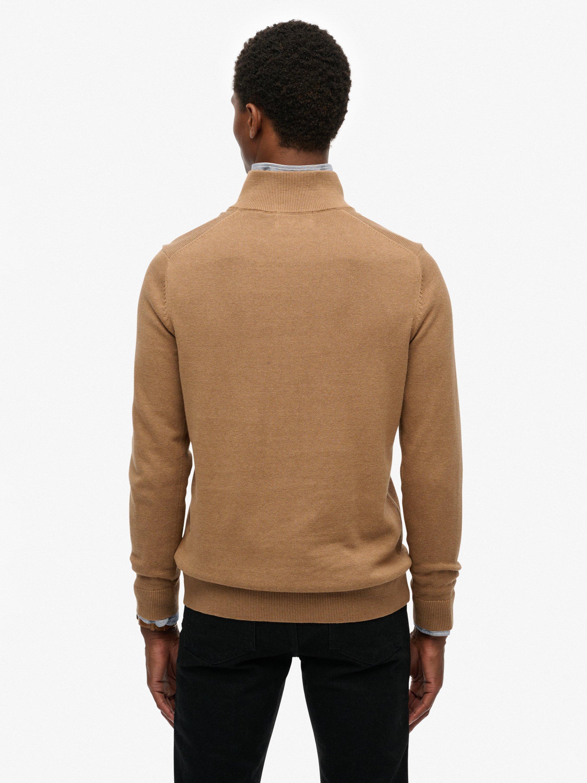 Product image 2 of 5, which shows Superdry Essentials Cotton Half Zip Jumper, Carbon Brown Marl, S