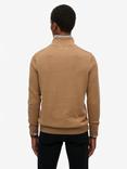 Superdry Essentials Cotton Half Zip Jumper, Carbon Brown Marl