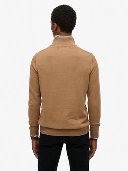 Superdry Essentials Cotton Half Zip Jumper - view 2, Carbon Brown Marl