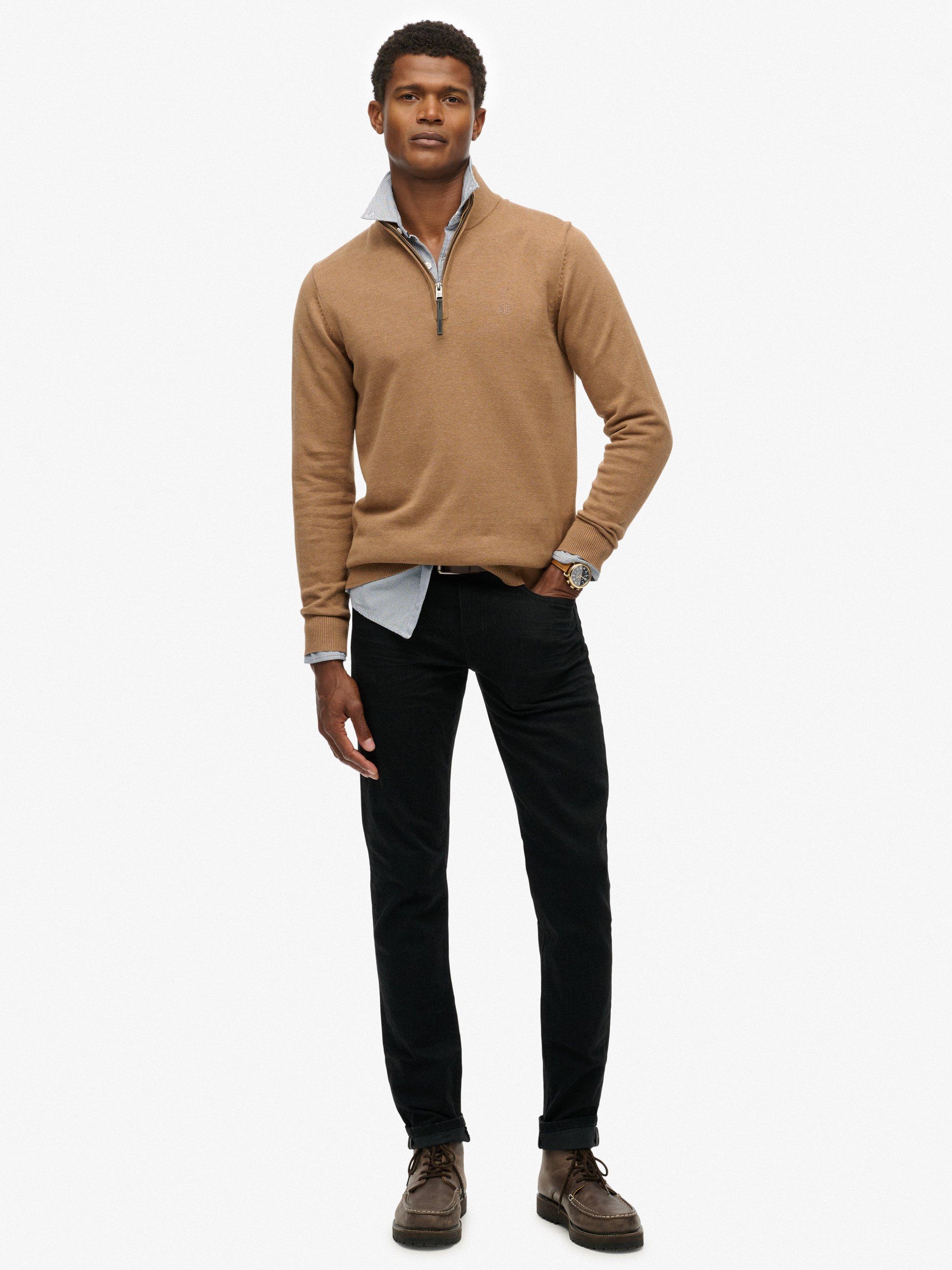 Product image 3 of 5, which shows Superdry Essentials Cotton Half Zip Jumper, Carbon Brown Marl, S