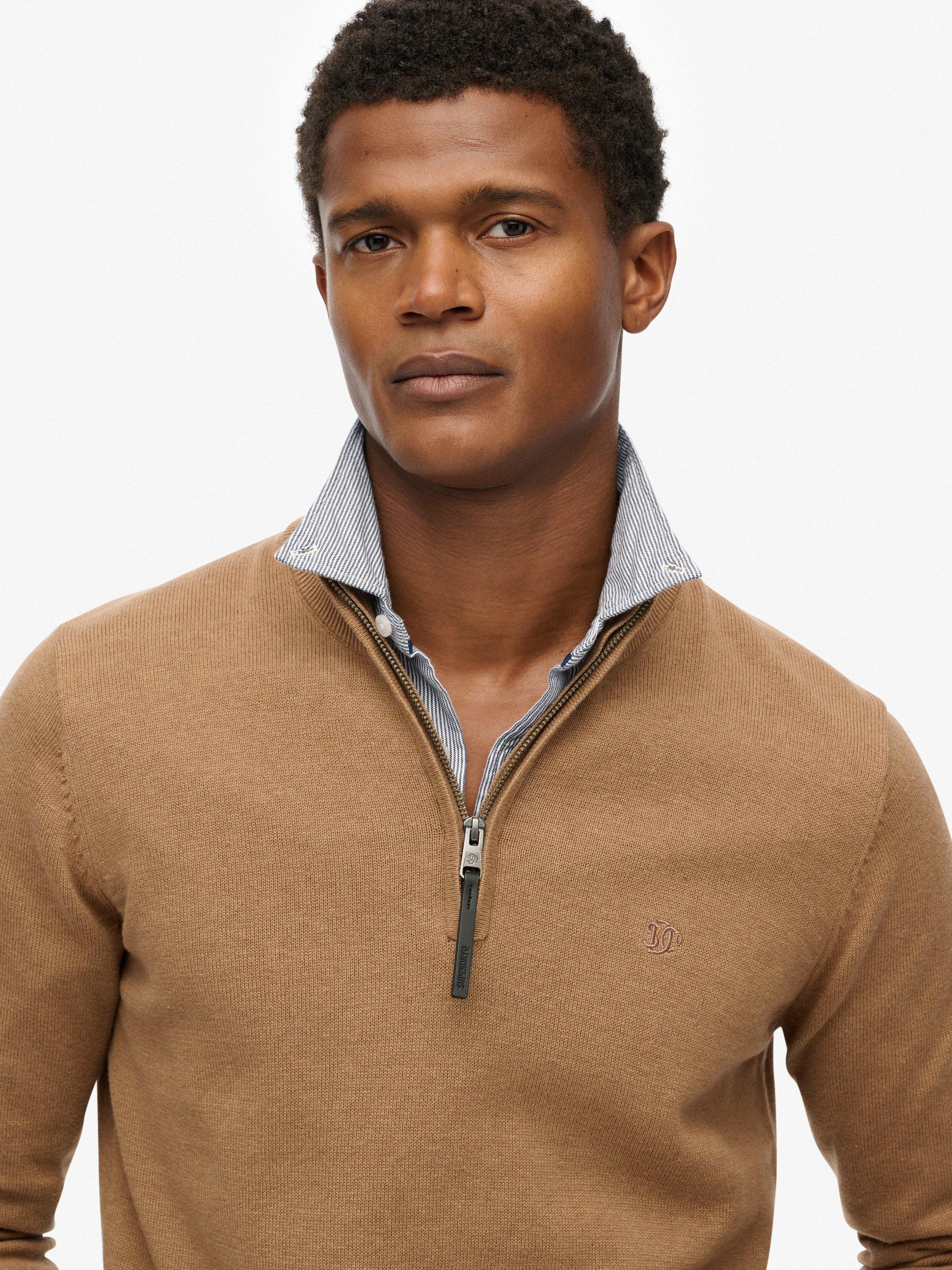 Product image 4 of 5, which shows Superdry Essentials Cotton Half Zip Jumper, Carbon Brown Marl, S