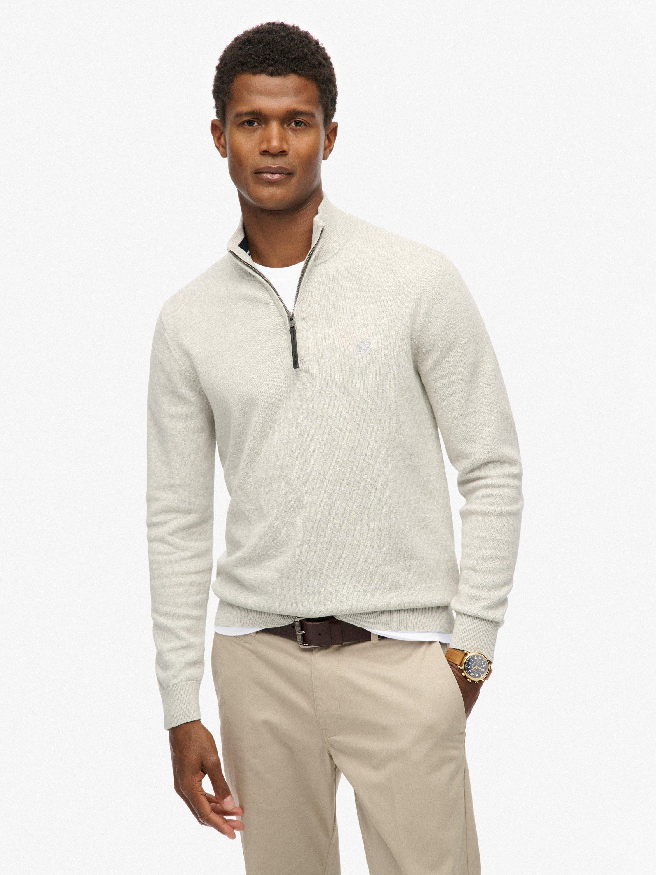 Product image 1 of 5, which shows Superdry Essentials Cotton Half Zip Jumper, Lightning Grey Marl, S