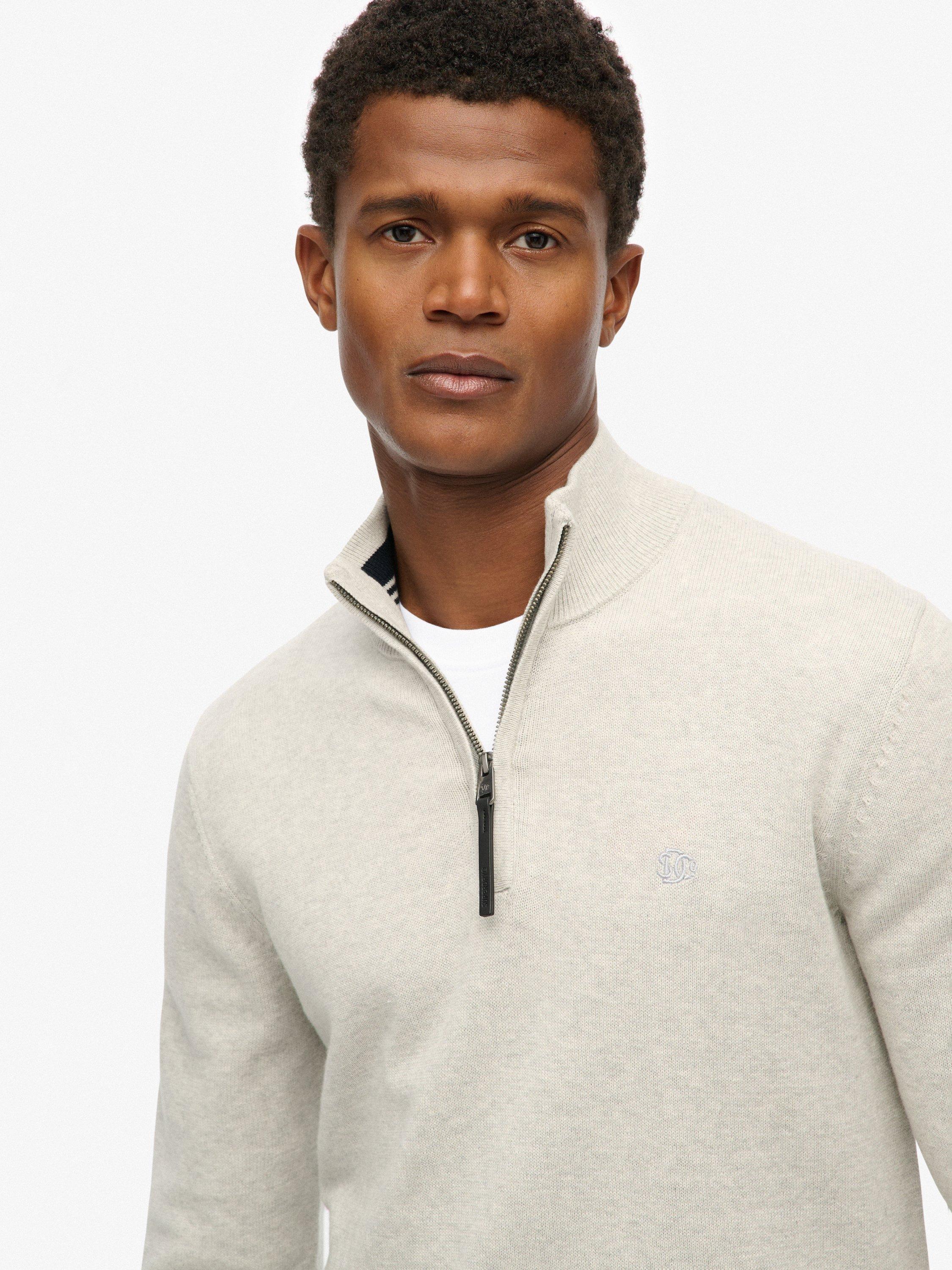 Product image 4 of 5, which shows Superdry Essentials Cotton Half Zip Jumper, Lightning Grey Marl, S