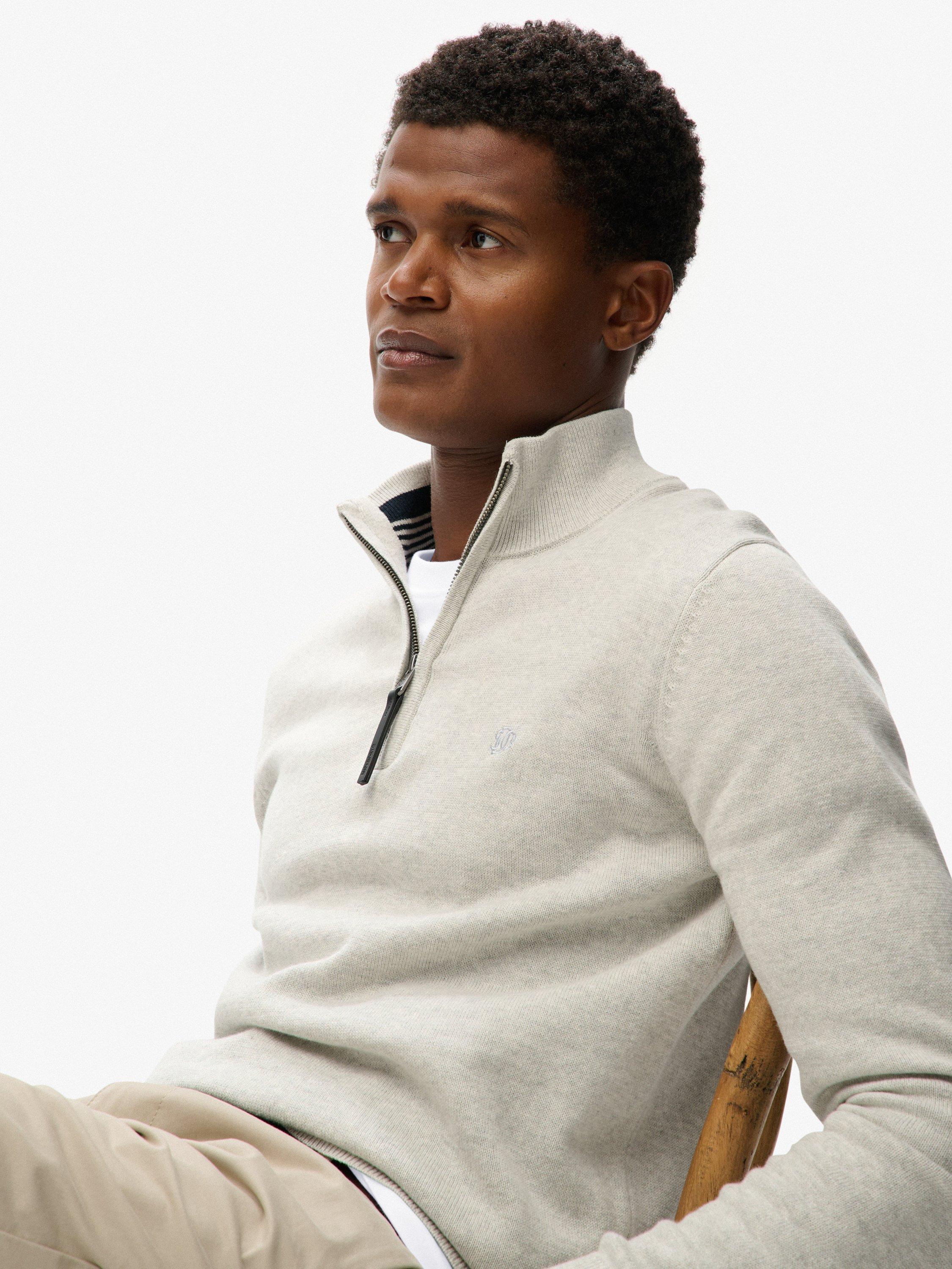 Product image 5 of 5, which shows Superdry Essentials Cotton Half Zip Jumper, Lightning Grey Marl, S