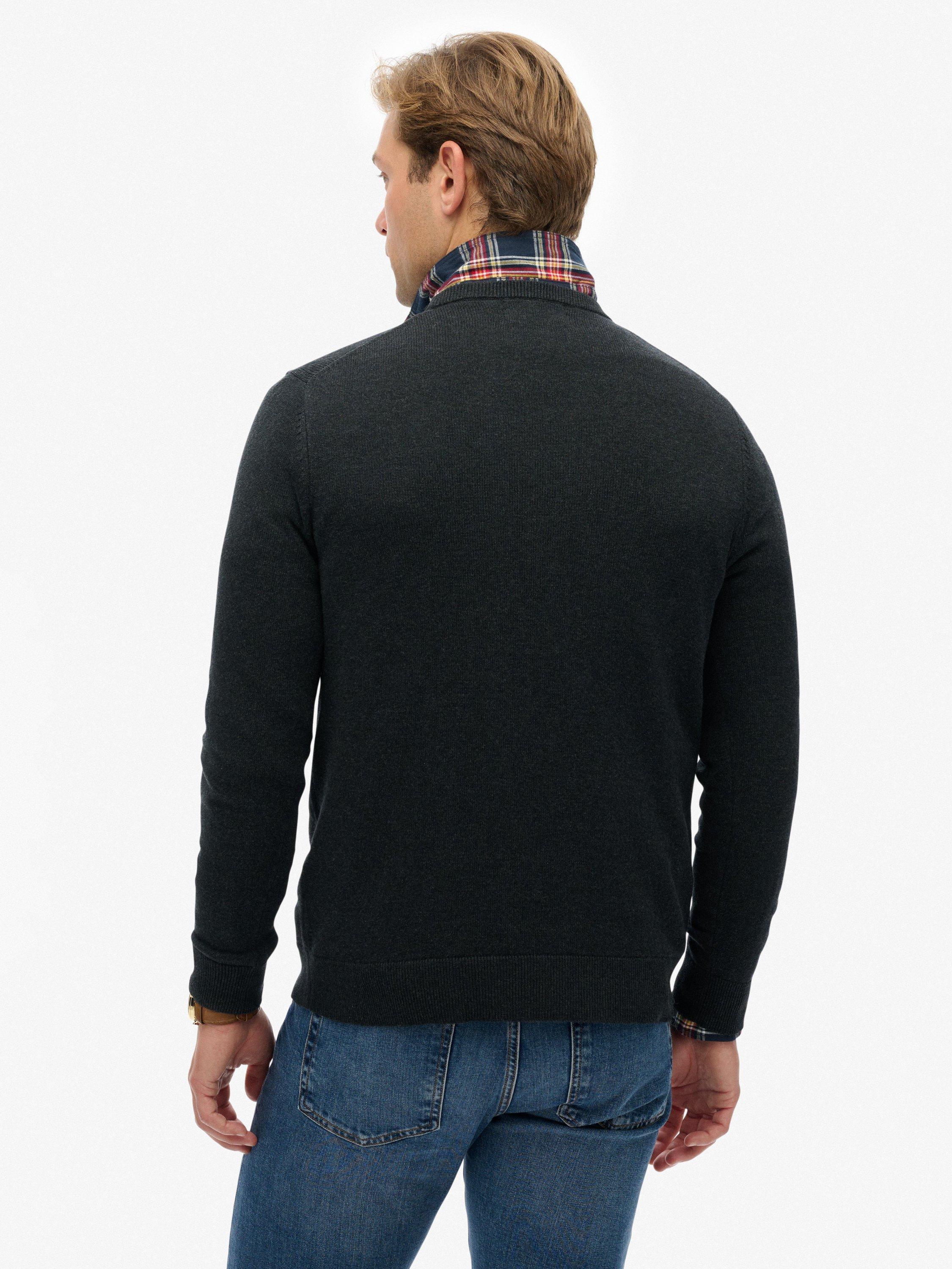 Product image 2 of 5, which shows Superdry Essentials Cotton Knit Jumper, Charcoal Marl, S