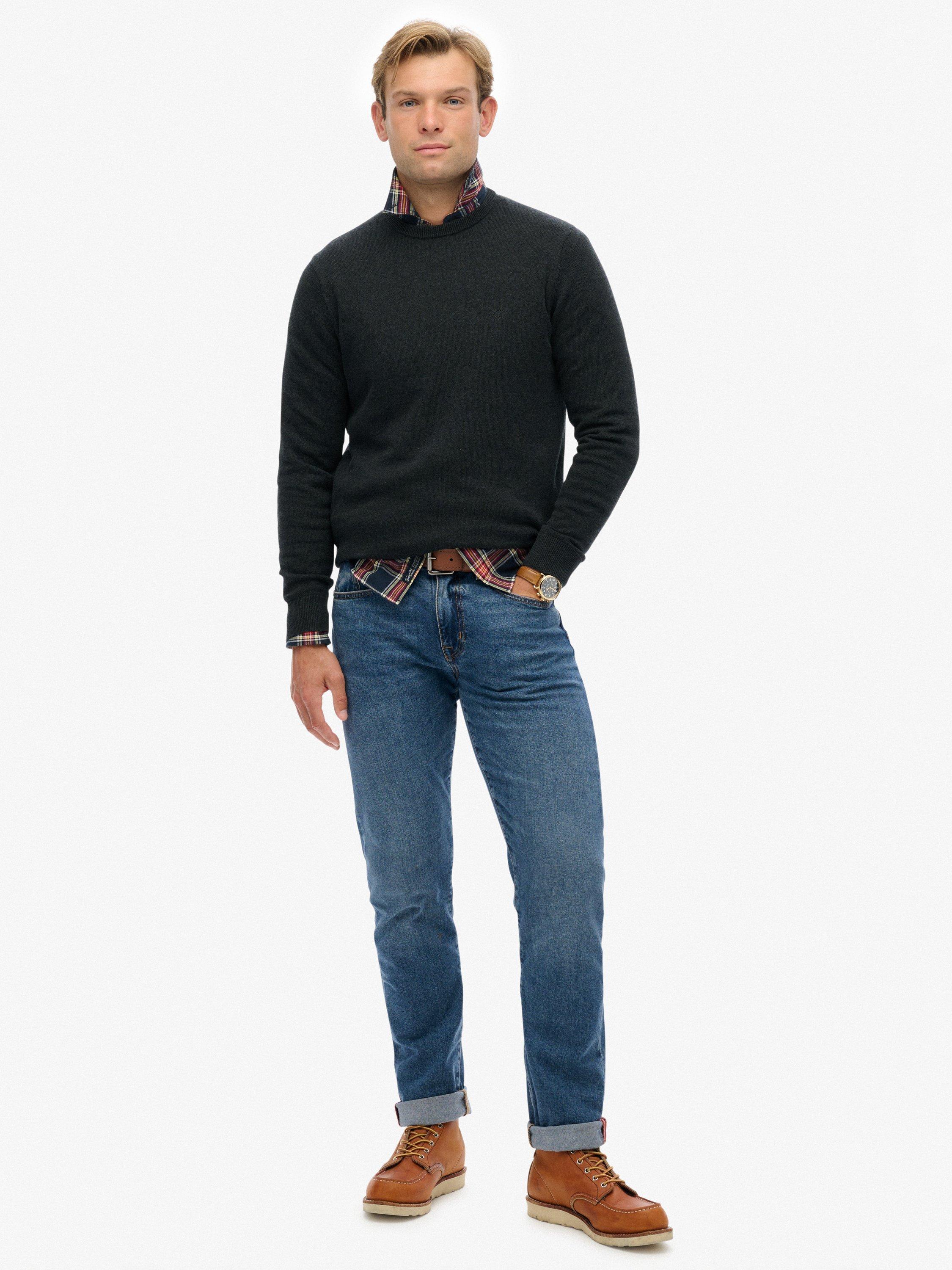 Product image 3 of 5, which shows Superdry Essentials Cotton Knit Jumper, Charcoal Marl, S