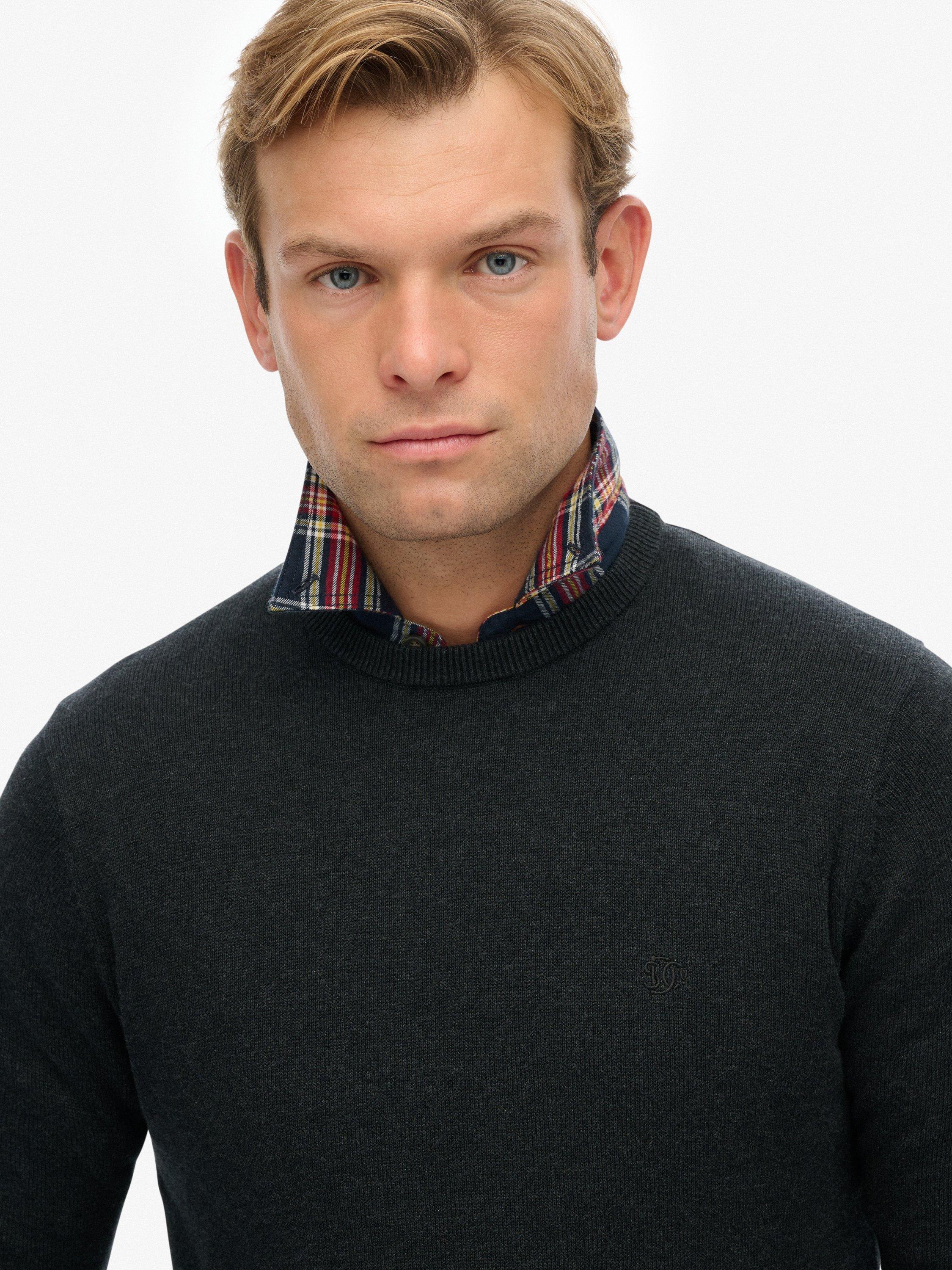 Product image 4 of 5, which shows Superdry Essentials Cotton Knit Jumper, Charcoal Marl, S