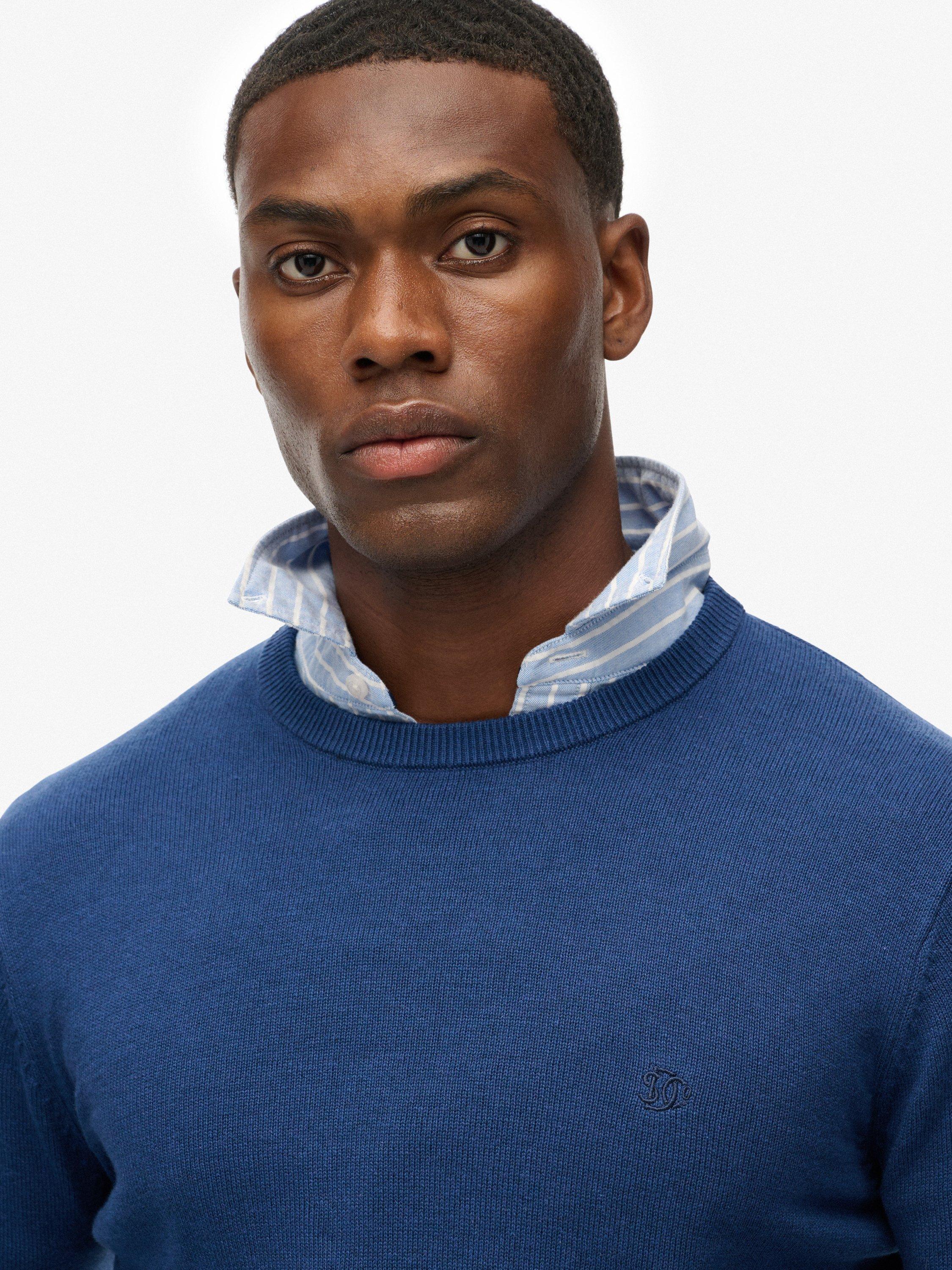 Product image 4 of 5, which shows Superdry Essentials Cotton Knit Jumper, Pilot Mid Blue Marl, S