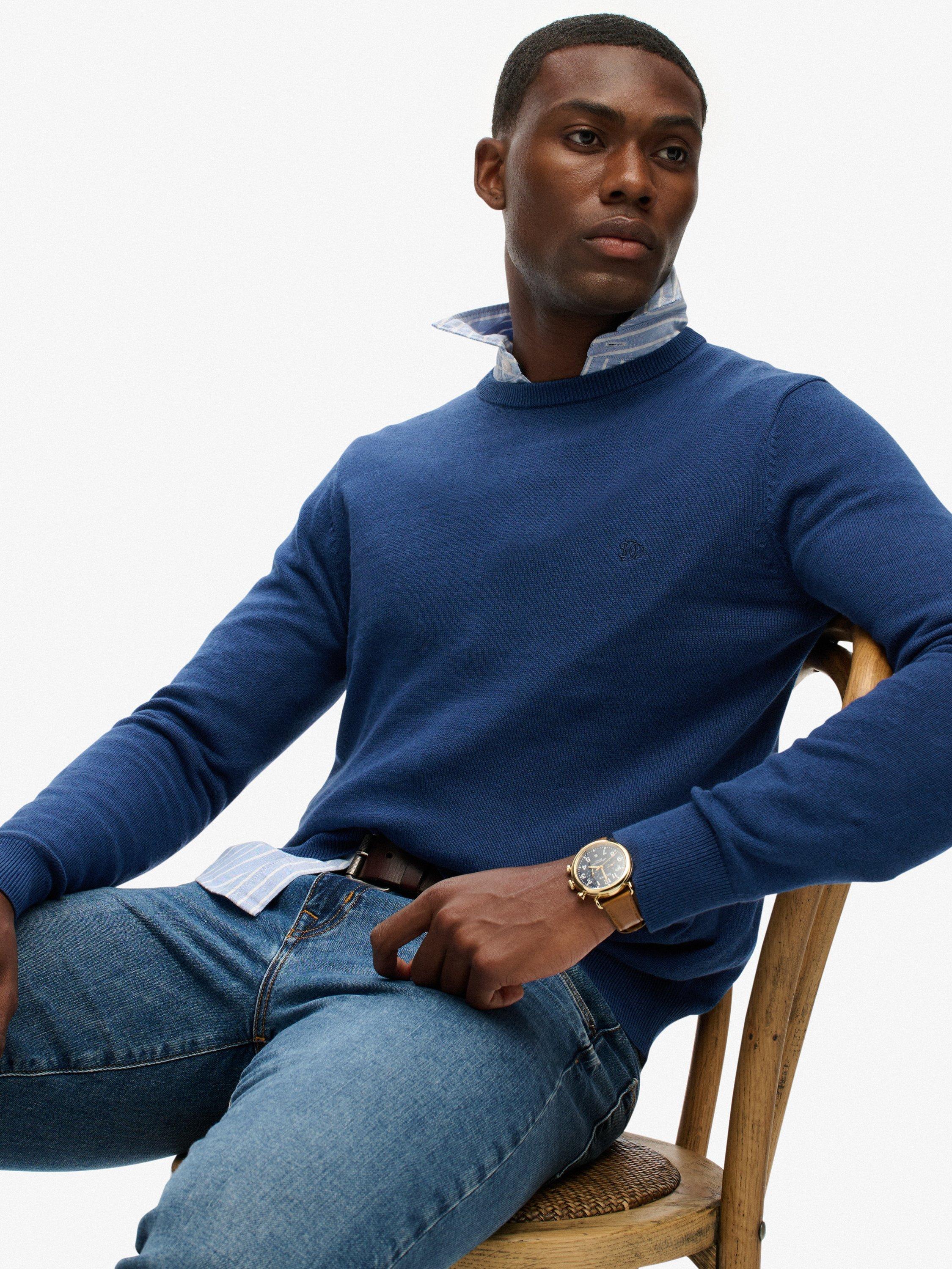 Product image 5 of 5, which shows Superdry Essentials Cotton Knit Jumper, Pilot Mid Blue Marl, S