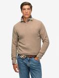Superdry Essentials Cotton Knit Jumper, Taupe Marl/Cali Blue