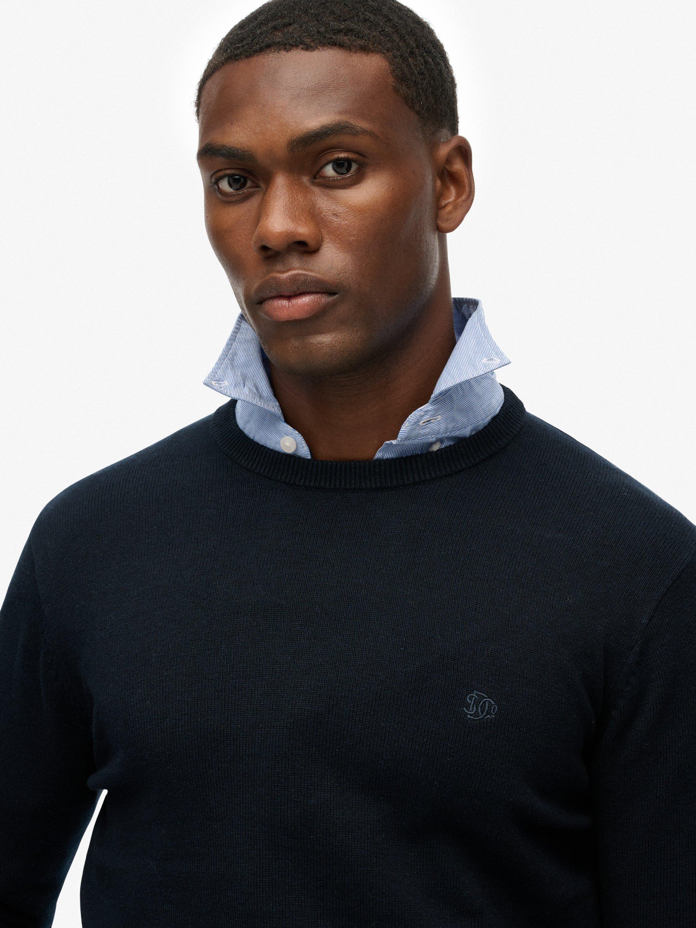 Product image 4 of 5, which shows Superdry Essentials Cotton Knit Jumper, Eclipse Navy Marl, S