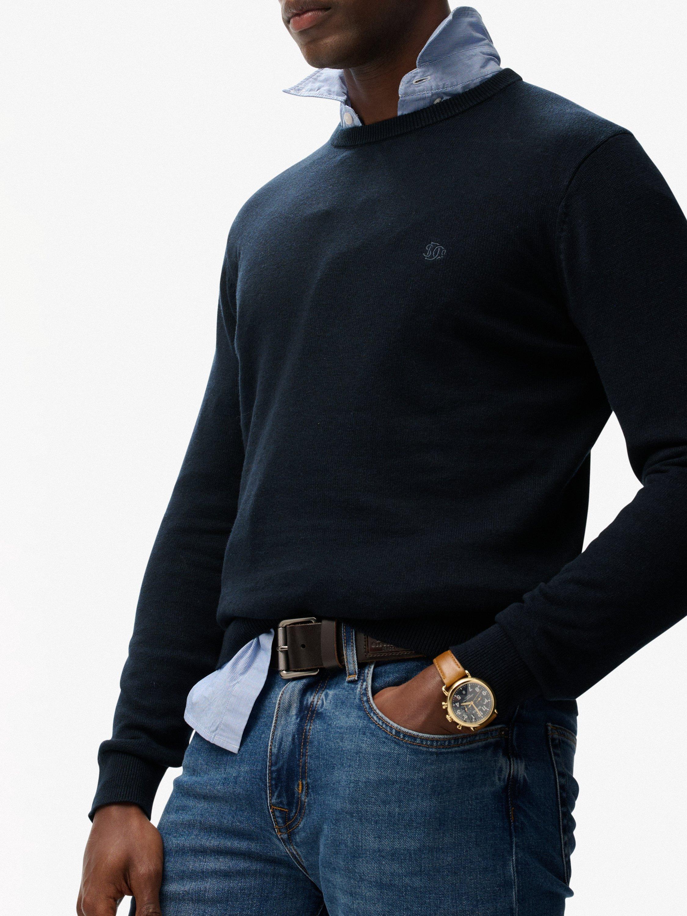 Product image 5 of 5, which shows Superdry Essentials Cotton Knit Jumper, Eclipse Navy Marl, S