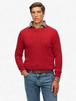 Superdry Essentials Cotton Knit Jumper, Crimson Red Marl