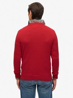 Superdry Essentials Cotton Knit Jumper - view 2, Crimson Red Marl