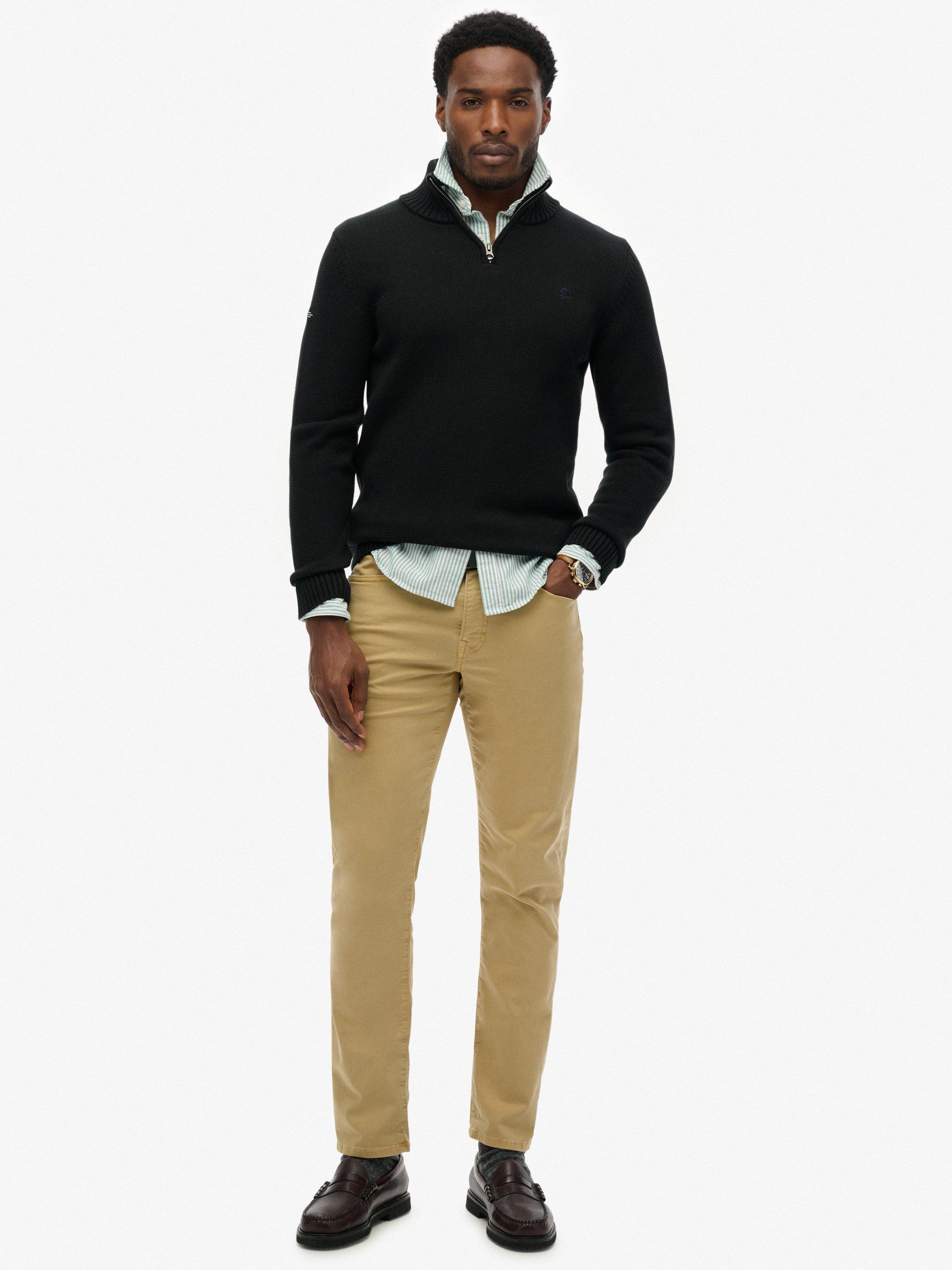 Product image 3 of 5, which shows Superdry Cotton Half Zip Knit Jumper, Black, XL