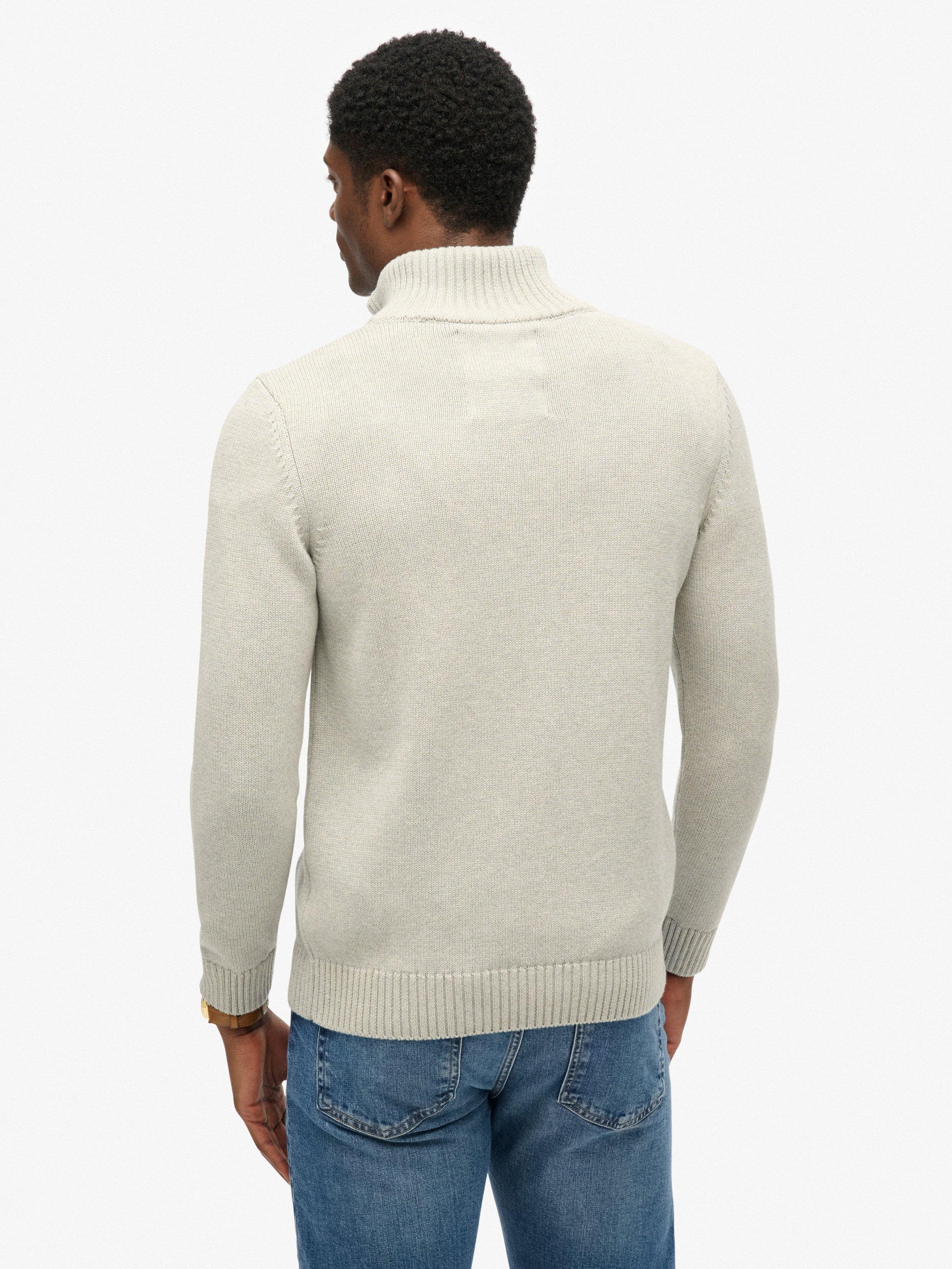 Product image 2 of 5, which shows Superdry Organic Cotton Half Zip Knit Jumper, Grey Marl, XXXL