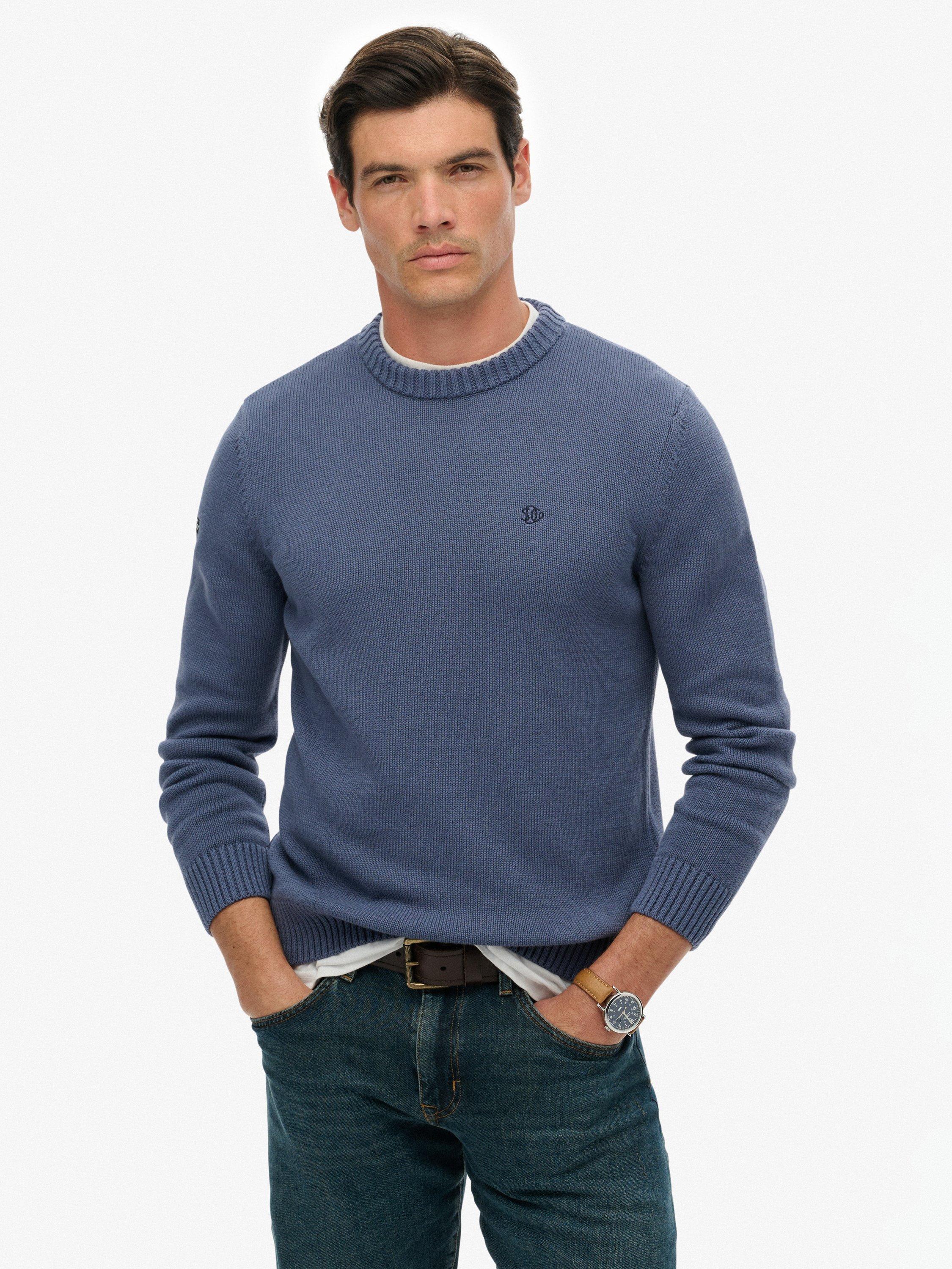 Product image 1 of 5, which shows Superdry Preppy Cotton Jumper, Soft Navy, S