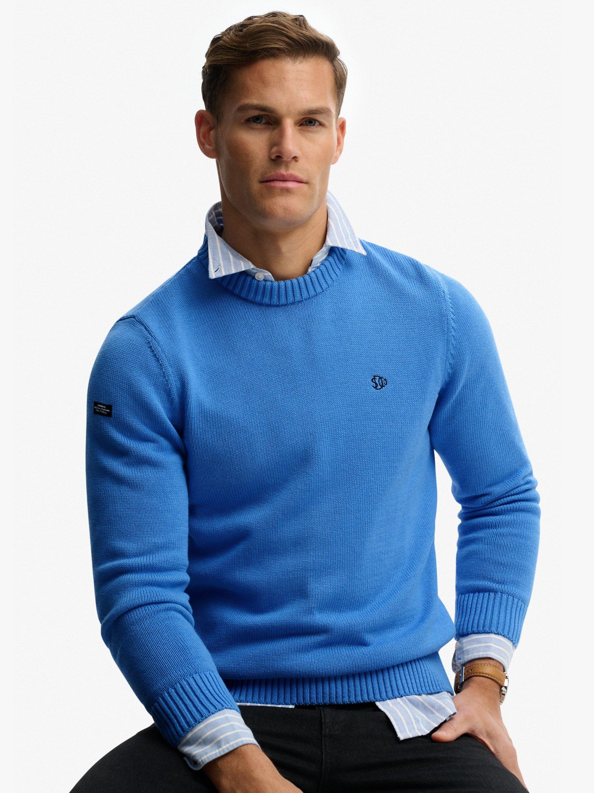 Product image 5 of 6, which shows Superdry Pure Cotton Crew Neck Preppy Jumper, Deep Blue Wave, S