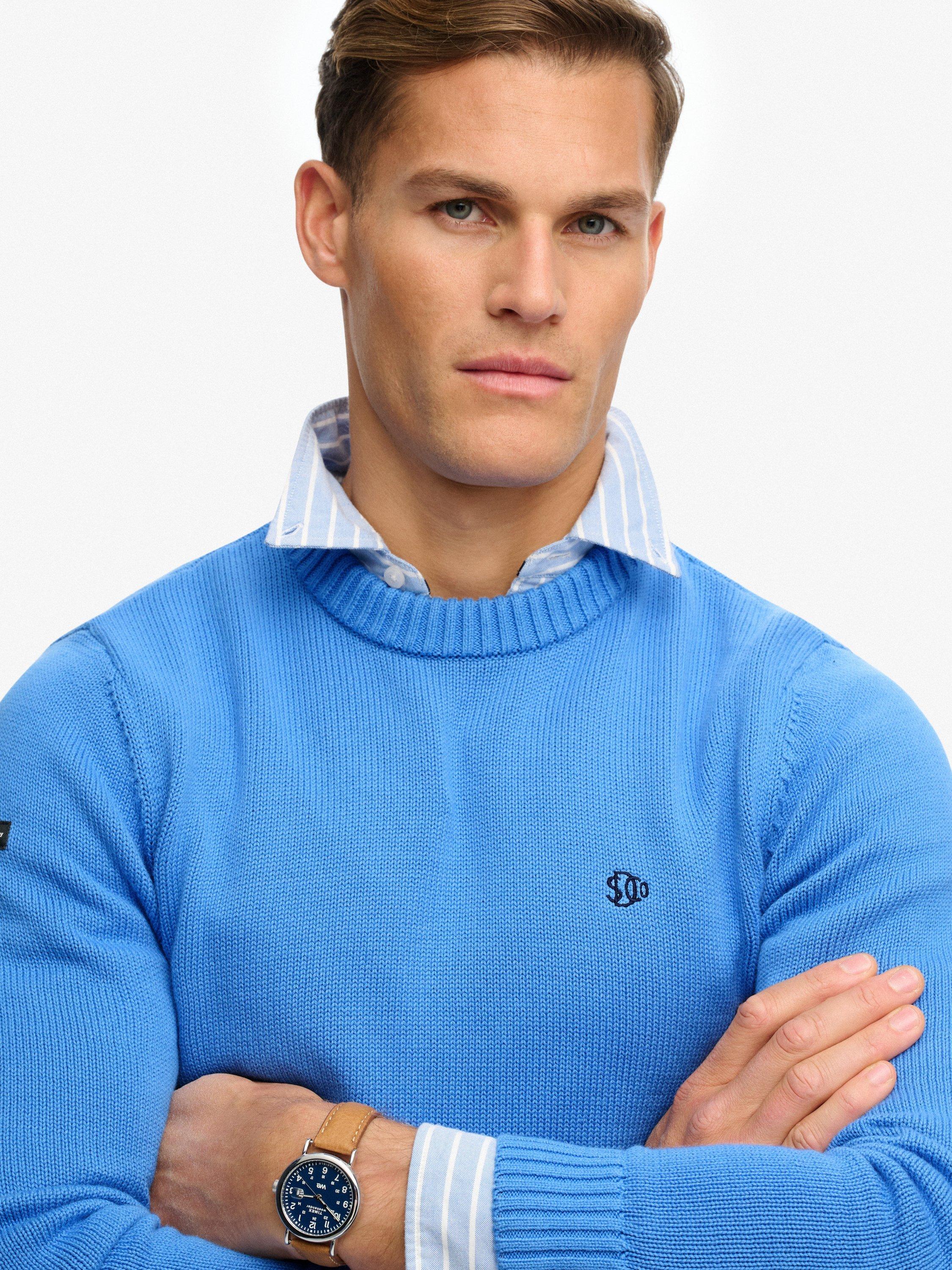 Product image 6 of 6, which shows Superdry Pure Cotton Crew Neck Preppy Jumper, Deep Blue Wave, S