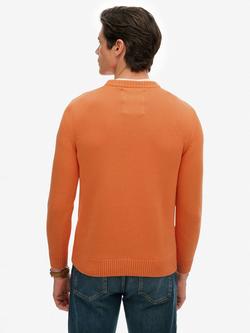 Superdry Ribbed Trim Cotton Jumper, Washed Tangerine - view 2, Washed Tangerine