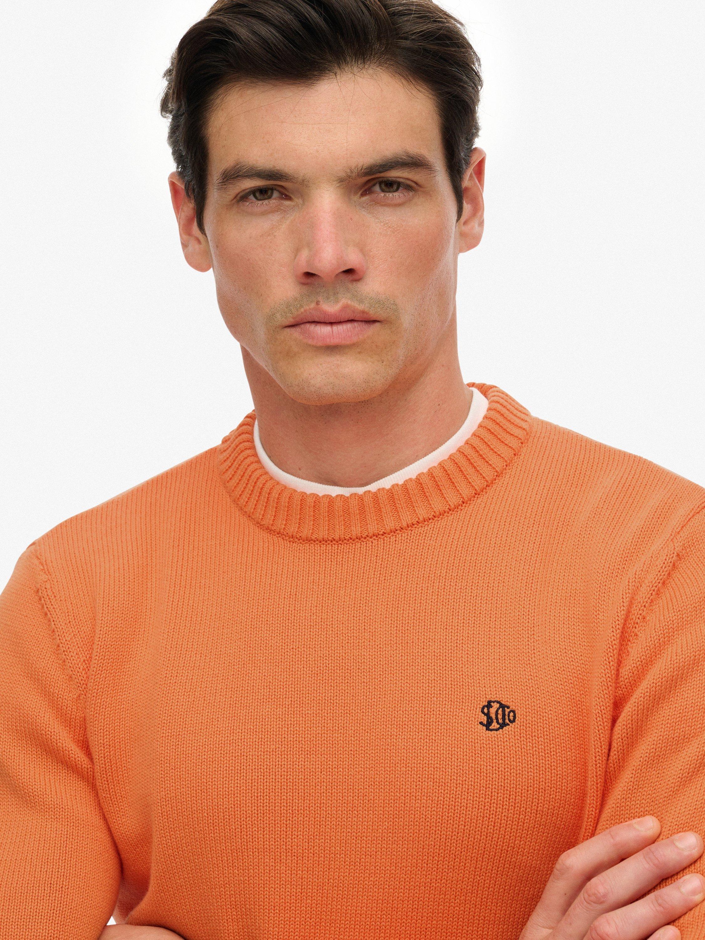 Product image 5 of 5, which shows Superdry Ribbed Trim Cotton Jumper, Washed Tangerine, L