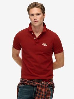 Superdry Vintage Athletic Embroidered Polo Shirt, Red