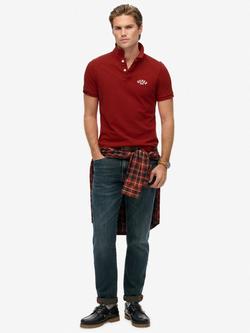 Superdry Vintage Athletic Embroidered Polo Shirt - view 2, Red