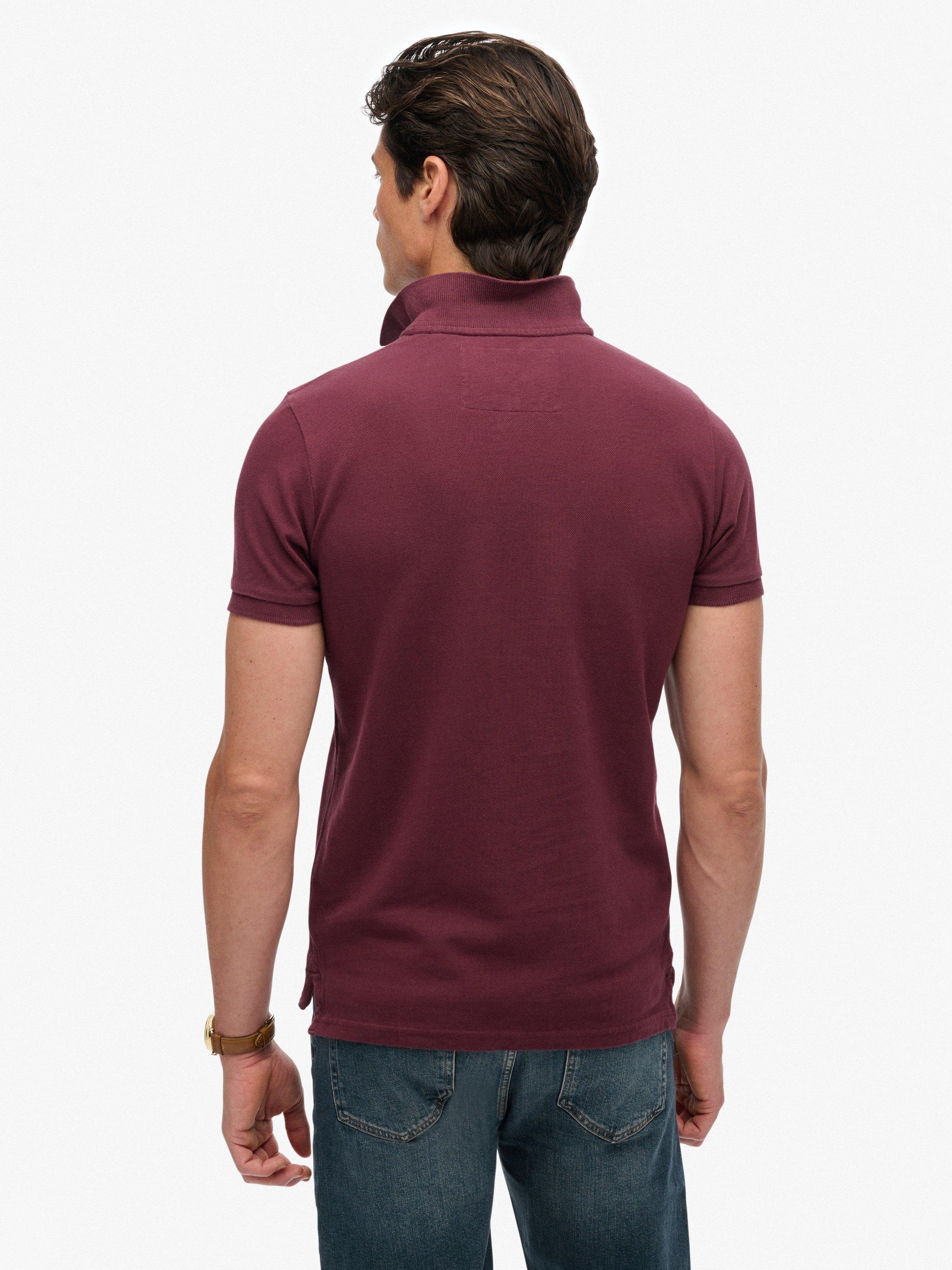 Product image 2 of 4, which shows Superdry Vintage Athletic Embroidered Polo Shirt, Claret, XL
