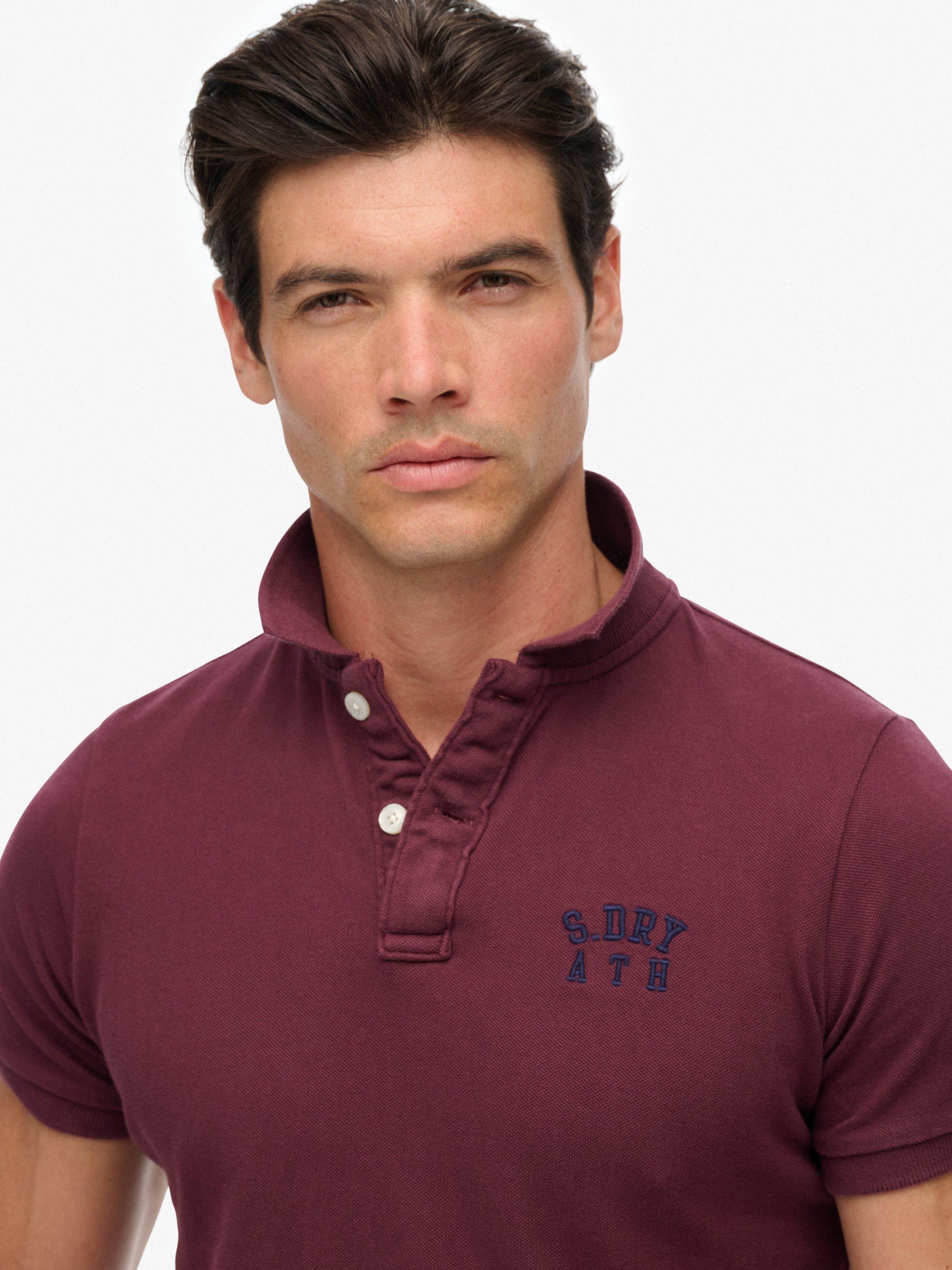 Product image 4 of 4, which shows Superdry Vintage Athletic Embroidered Polo Shirt, Claret, XL
