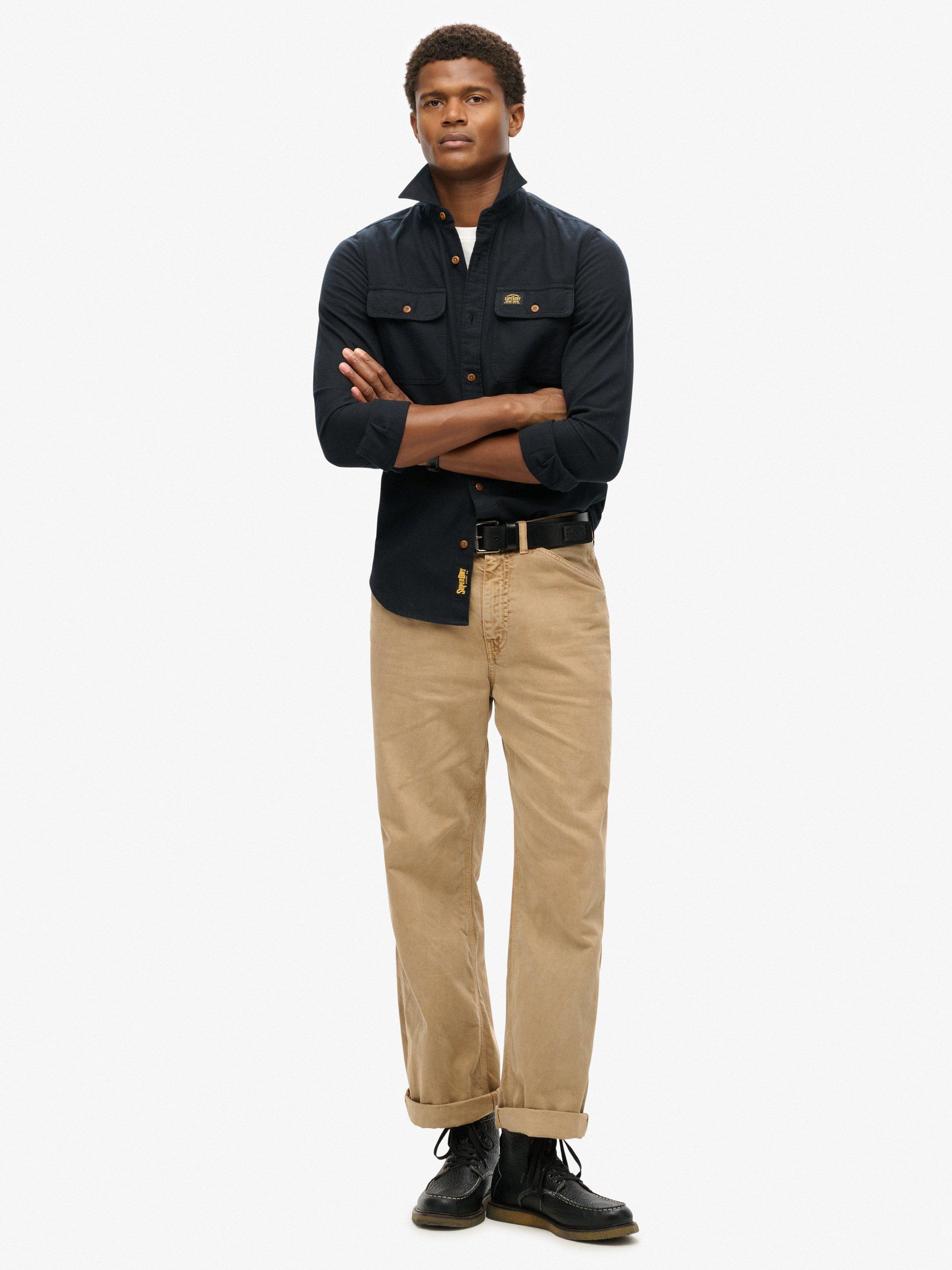 Product image 4 of 5, which shows Superdry Trailsman Cotton Flannel Shirt, Jet Black, S