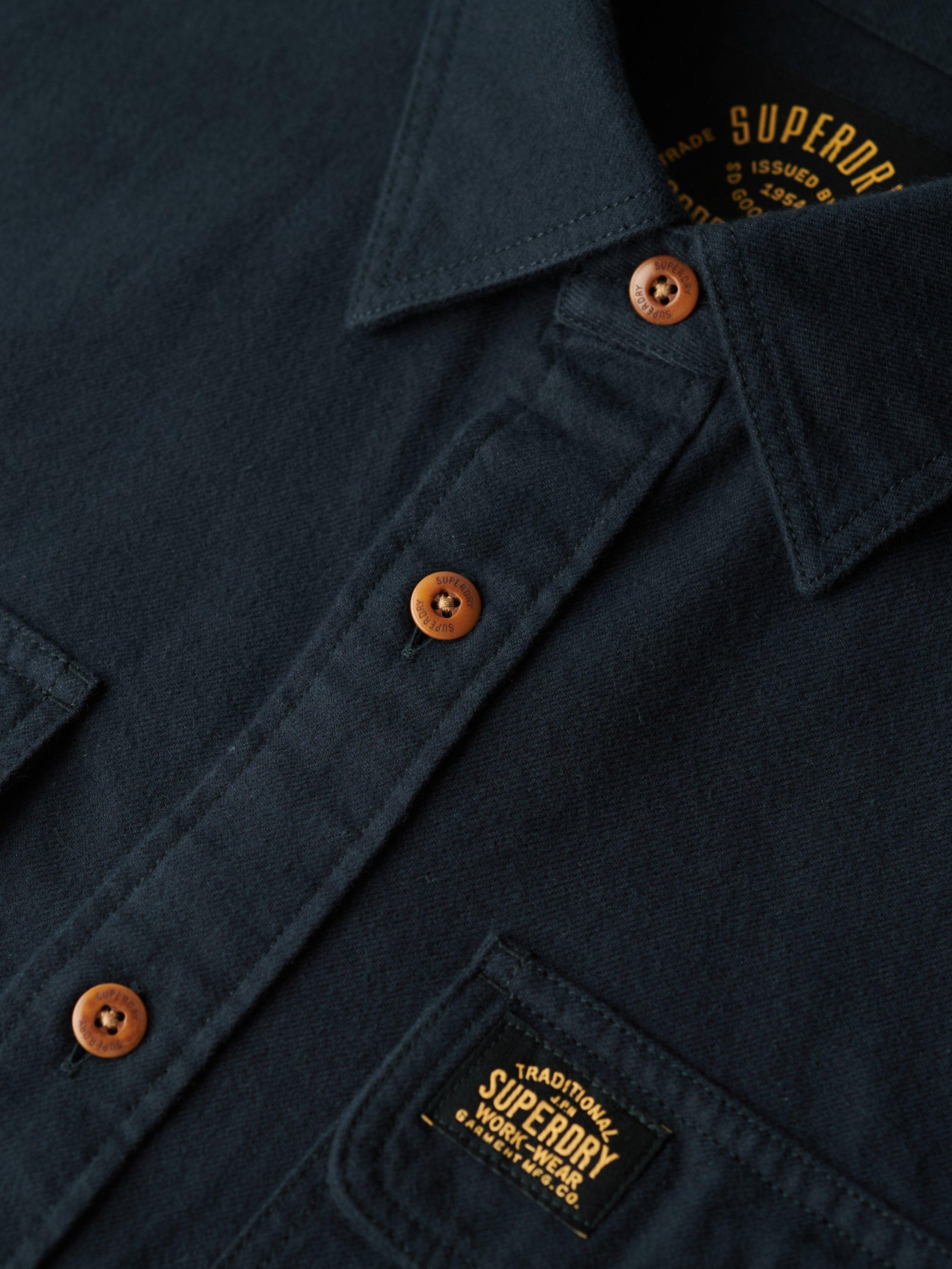 Product image 5 of 5, which shows Superdry Trailsman Cotton Flannel Shirt, Jet Black, S