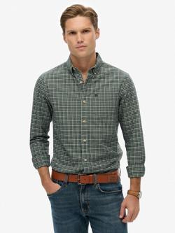 Superdry Premium Check Oxford Shirt, Ice Green Grid