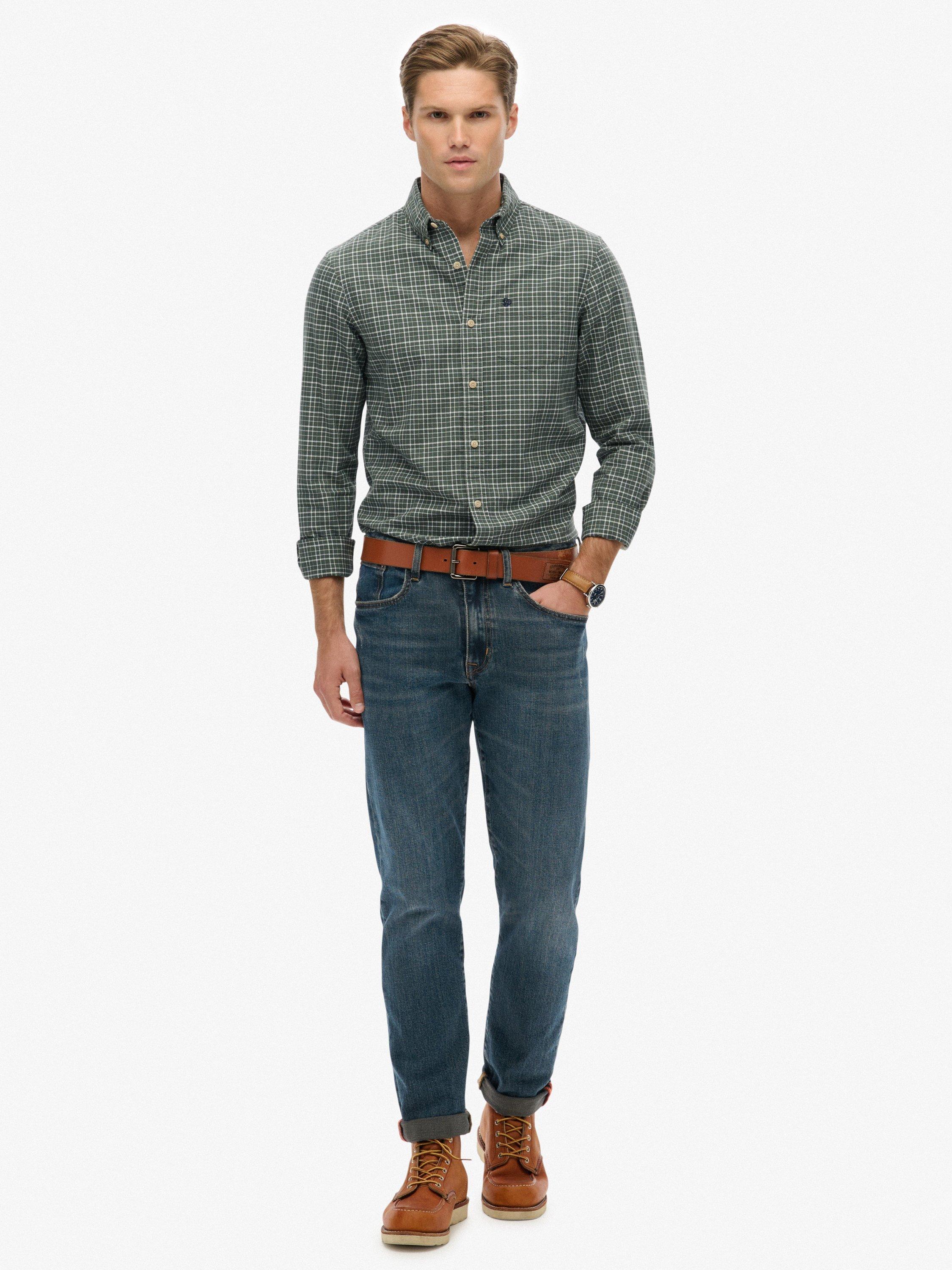 Product image 3 of 6, which shows Superdry Premium Check Oxford Shirt, Ice Green Grid, XXXL