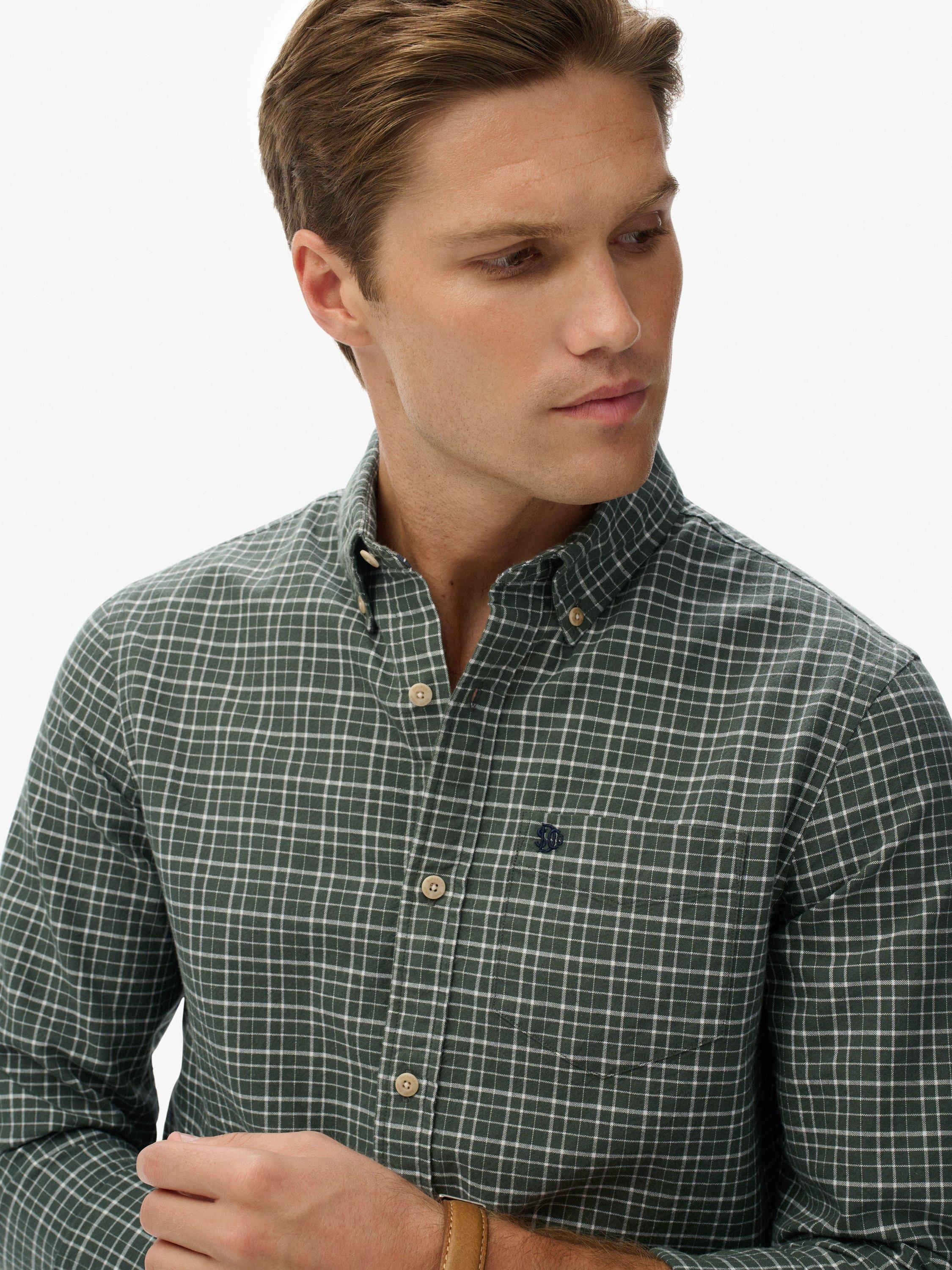 Product image 4 of 6, which shows Superdry Premium Check Oxford Shirt, Ice Green Grid, XXXL