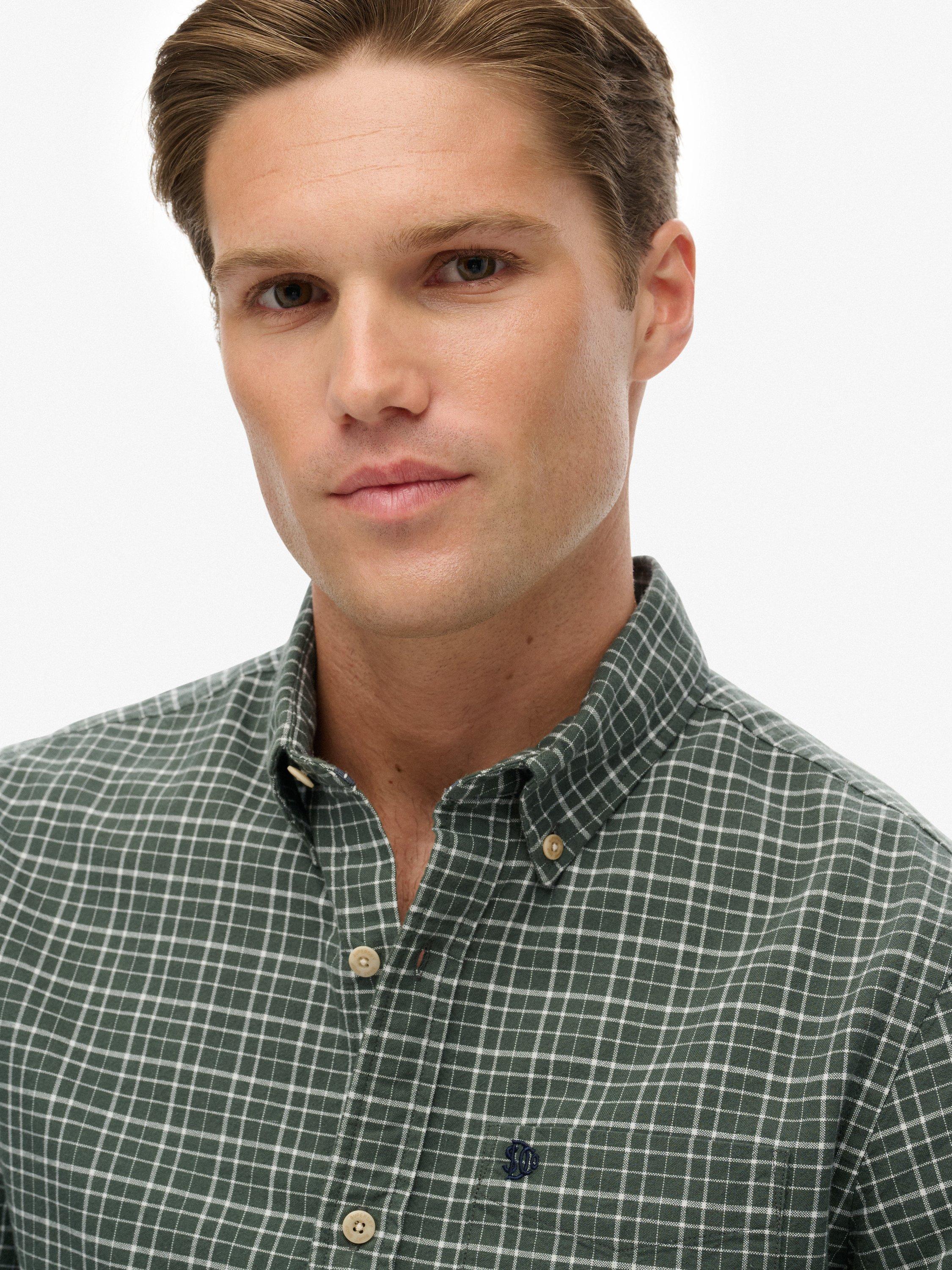 Product image 5 of 6, which shows Superdry Premium Check Oxford Shirt, Ice Green Grid, XXXL