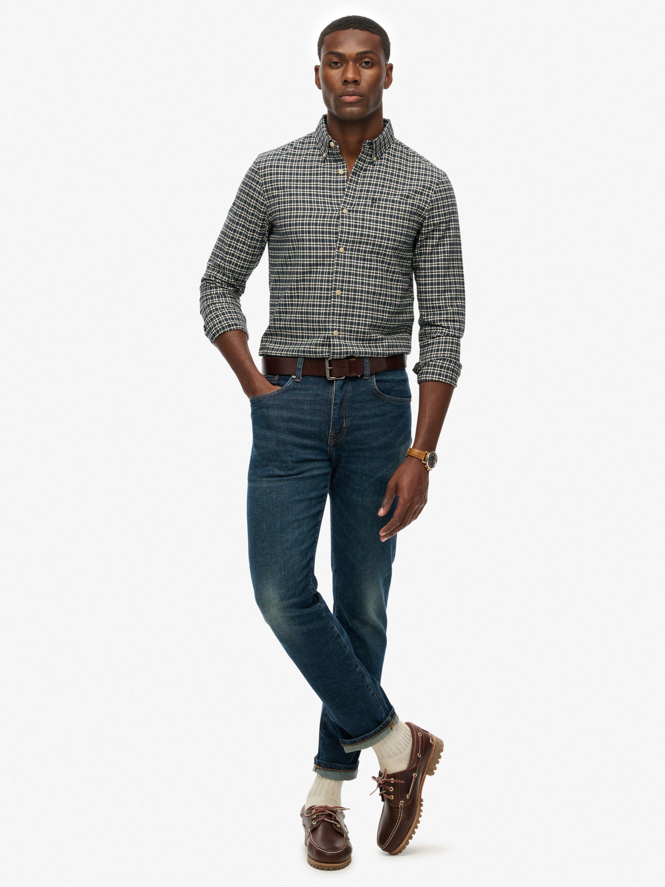 Product image 3 of 6, which shows Superdry Premium Check Oxford Shirt, Navy Marl, S