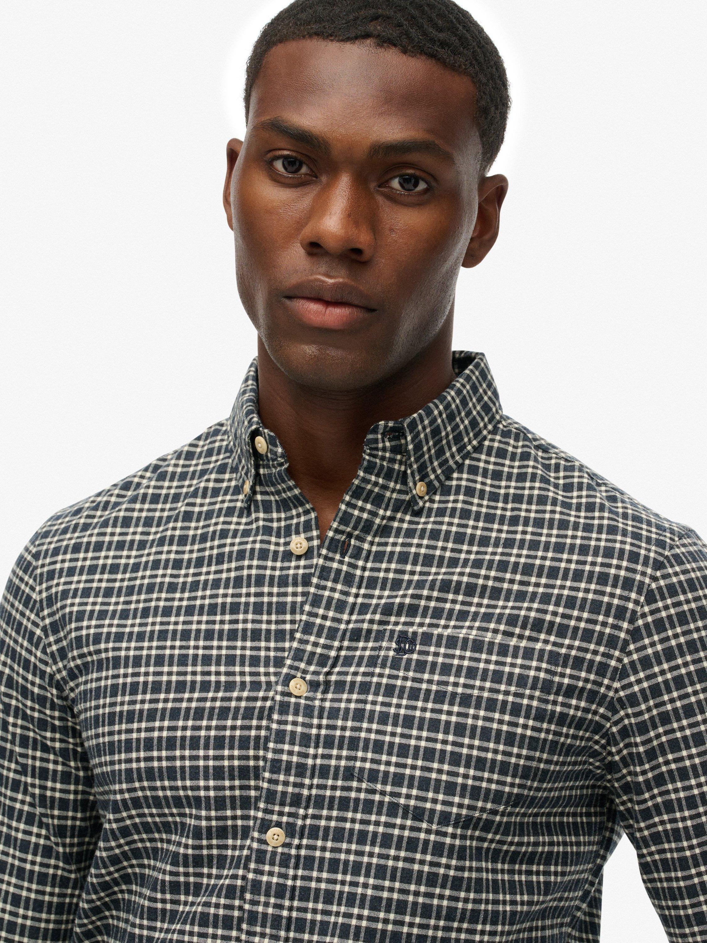 Product image 4 of 6, which shows Superdry Premium Check Oxford Shirt, Navy Marl, S